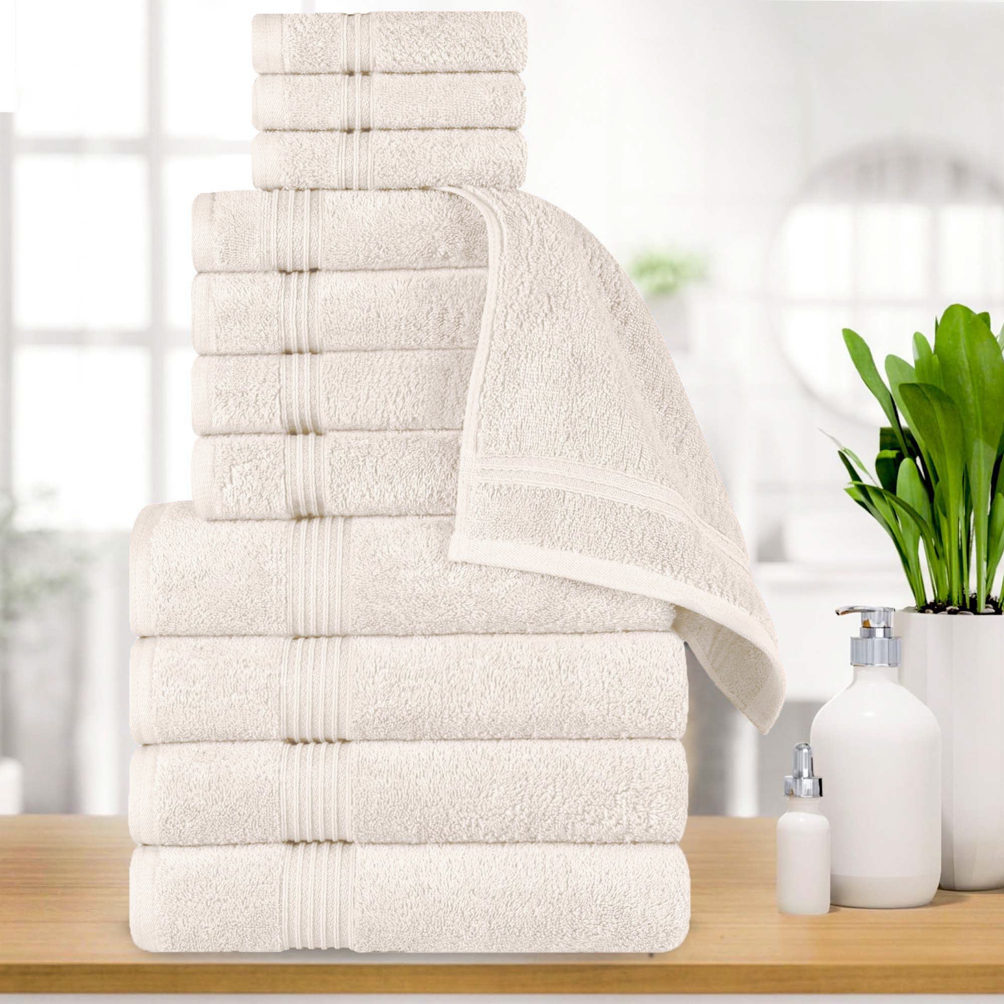 Egyptian Cotton Highly Absorbent Solid 12-Piece Ultra Soft Towel Set - Blue Nile Mills