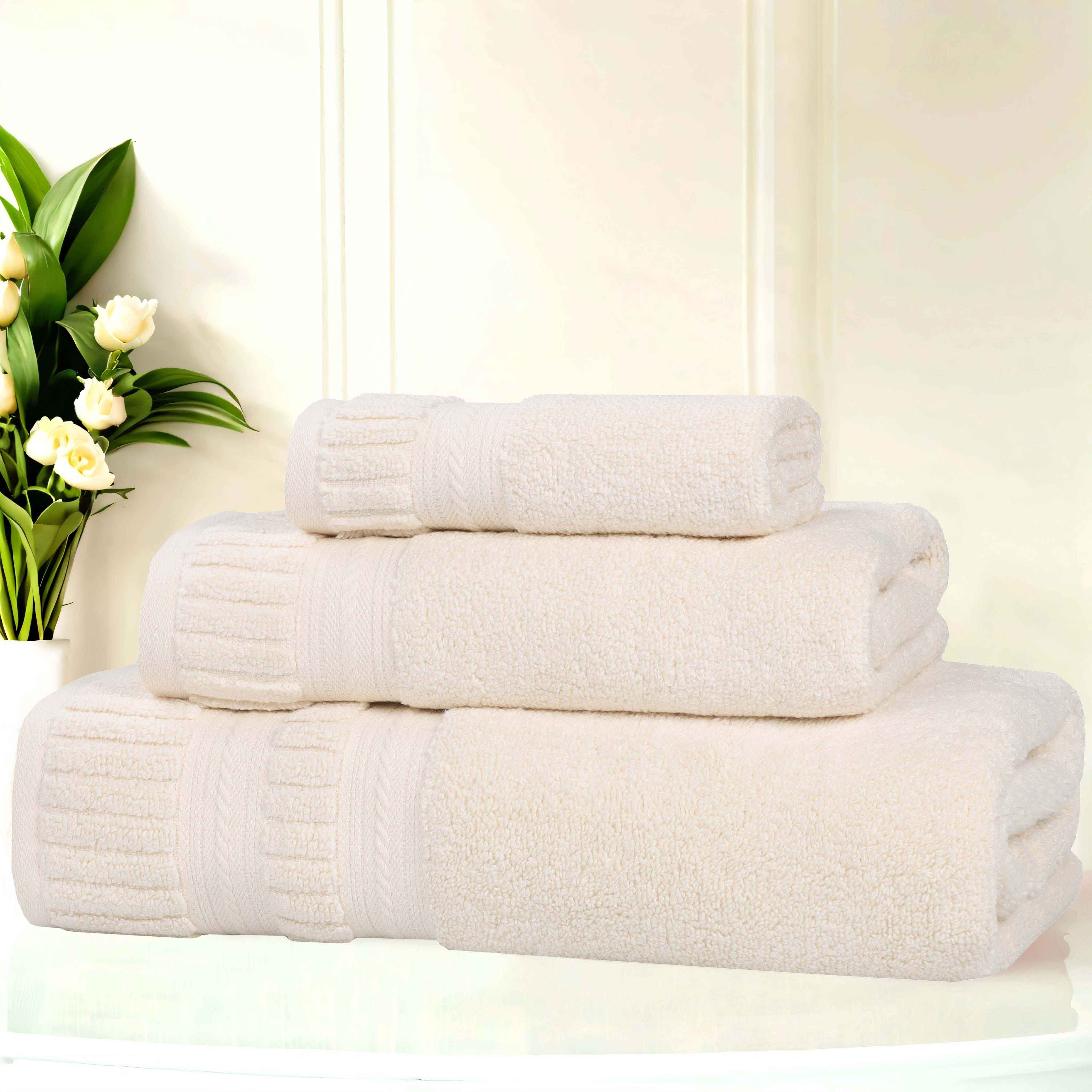 Venice Zero Twist Cotton Medium Weight Absorbent 3 Piece Towel Set - Blue Nile Mills