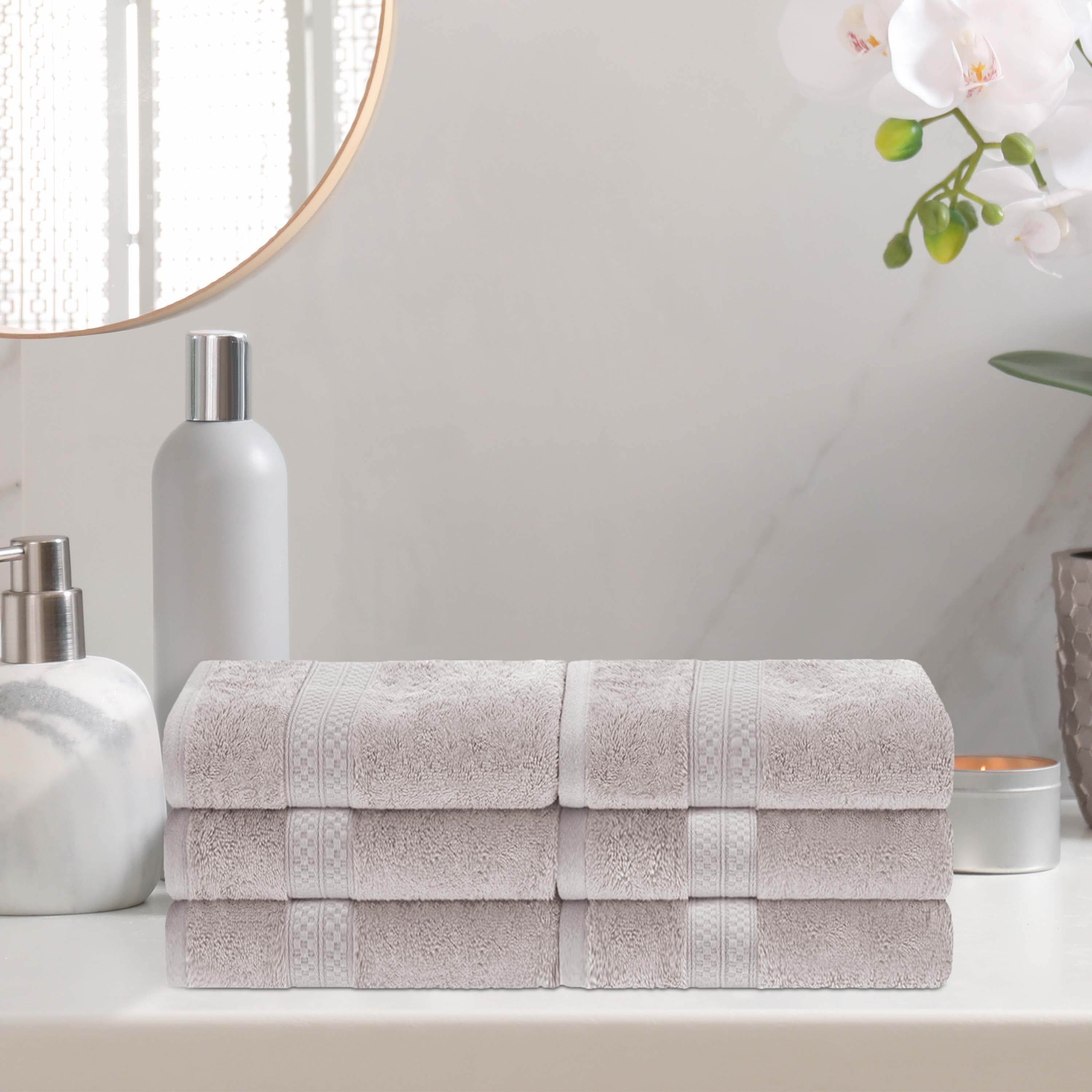 Rayon from Bamboo Blend Solid 6 Piece Hand Towel Set - Blue Nile Mills