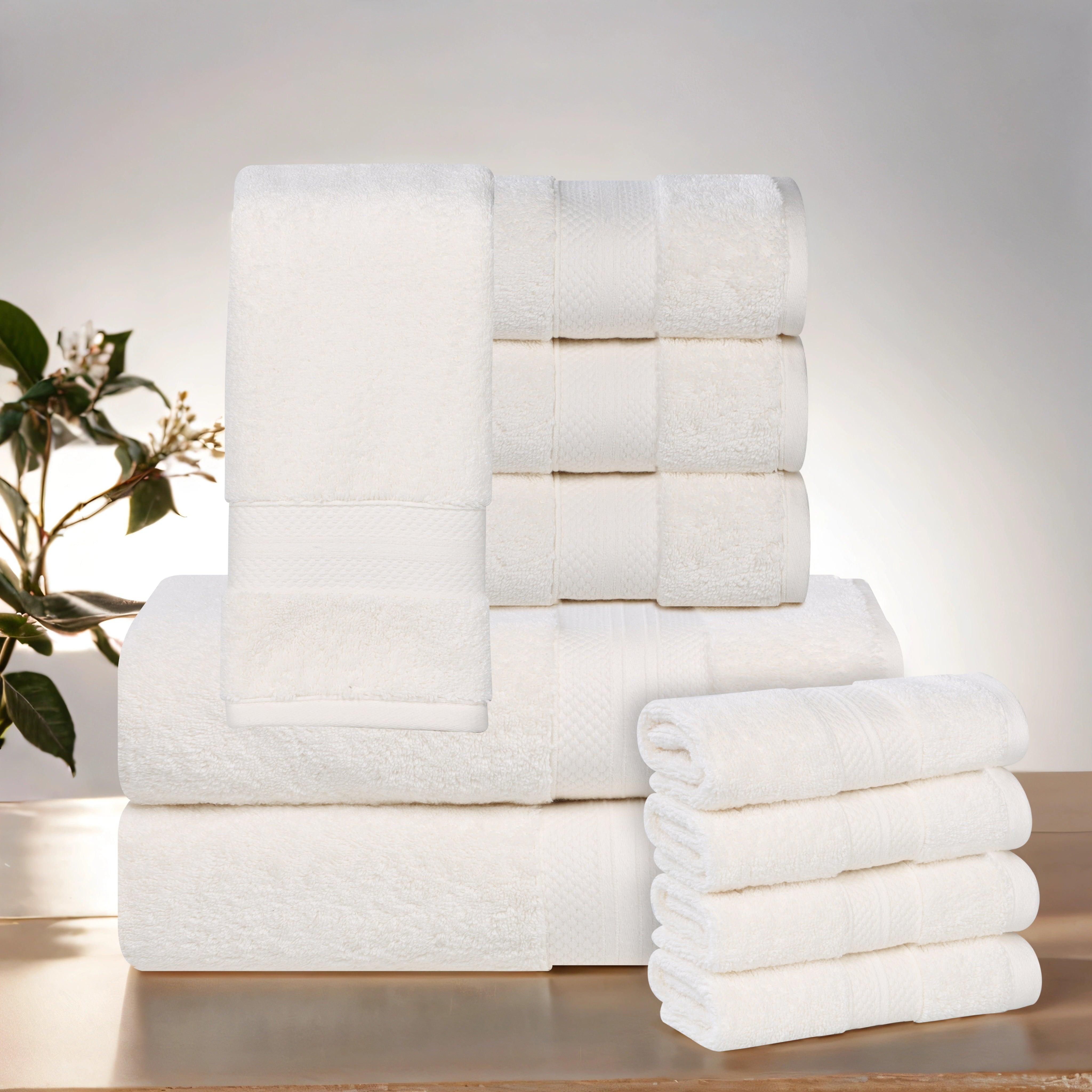 Aria Turkish Cotton Solid 10-Piece Heavyweight Towel Set - Blue Nile Mills