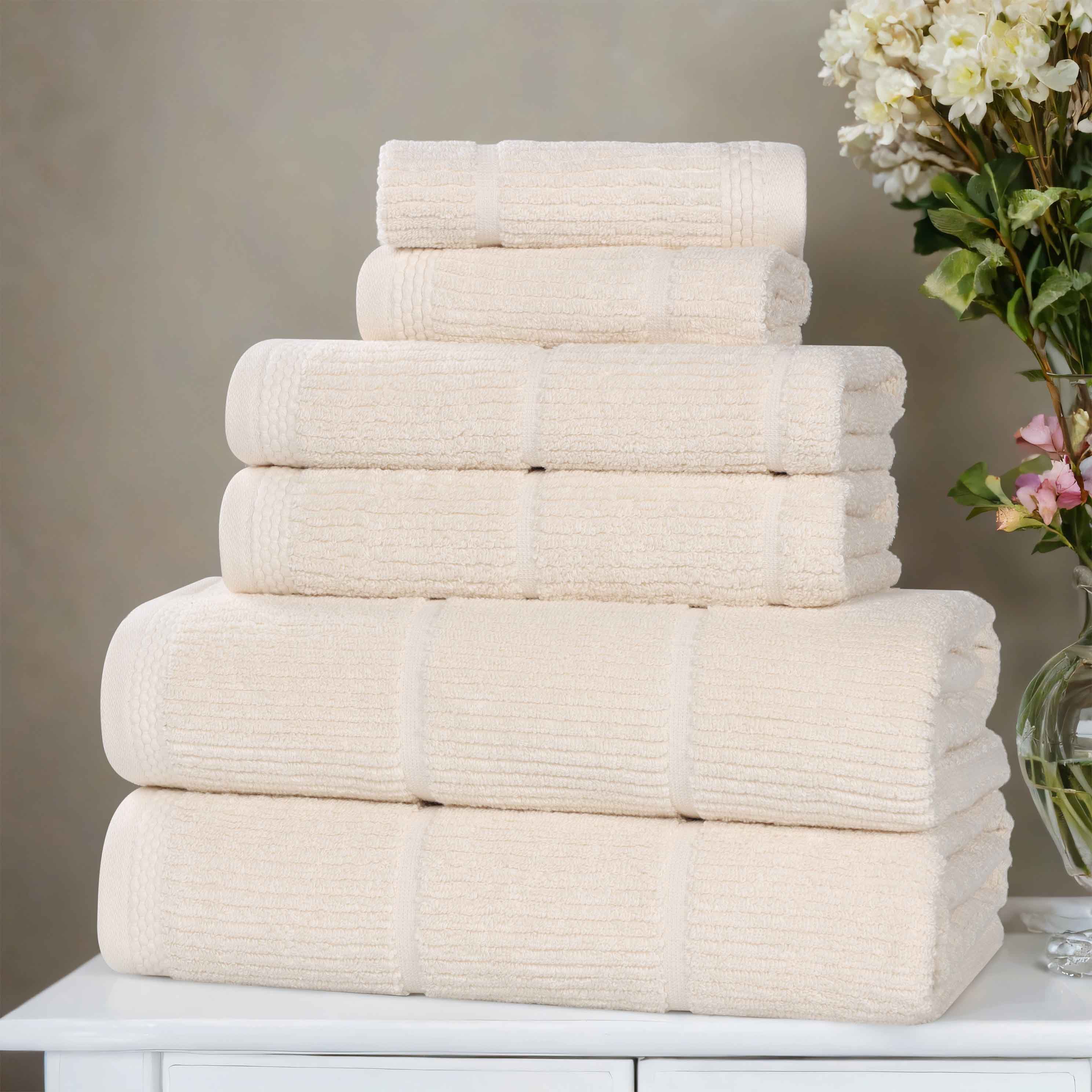 Milo Smart Twist Cotton Solid Ribbed Design 6 Piece Towel Set - Blue Nile Mills