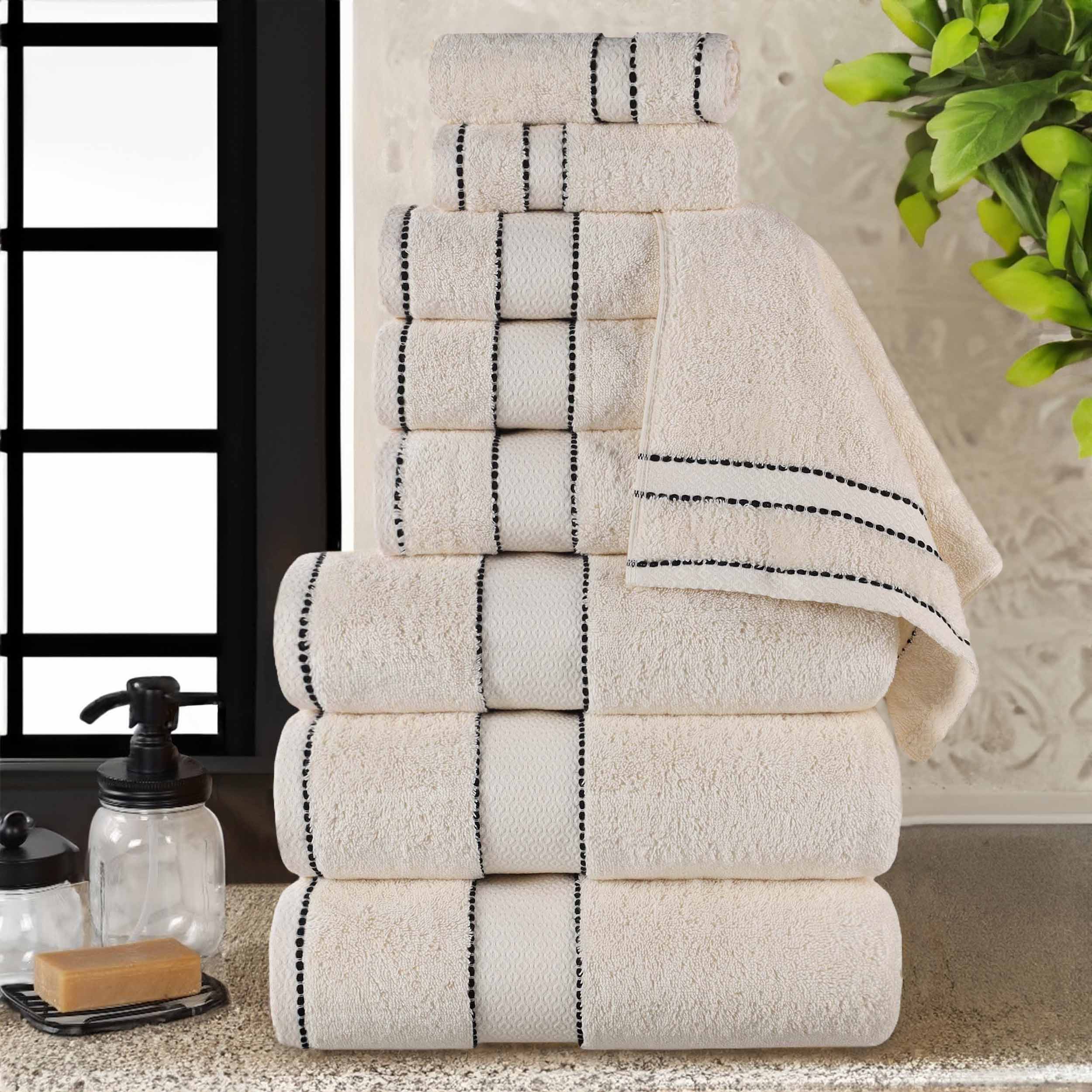 Niles Egypt Produced Giza Cotton Dobby Absorbent 9 Piece Towel Set - Blue Nile Mills