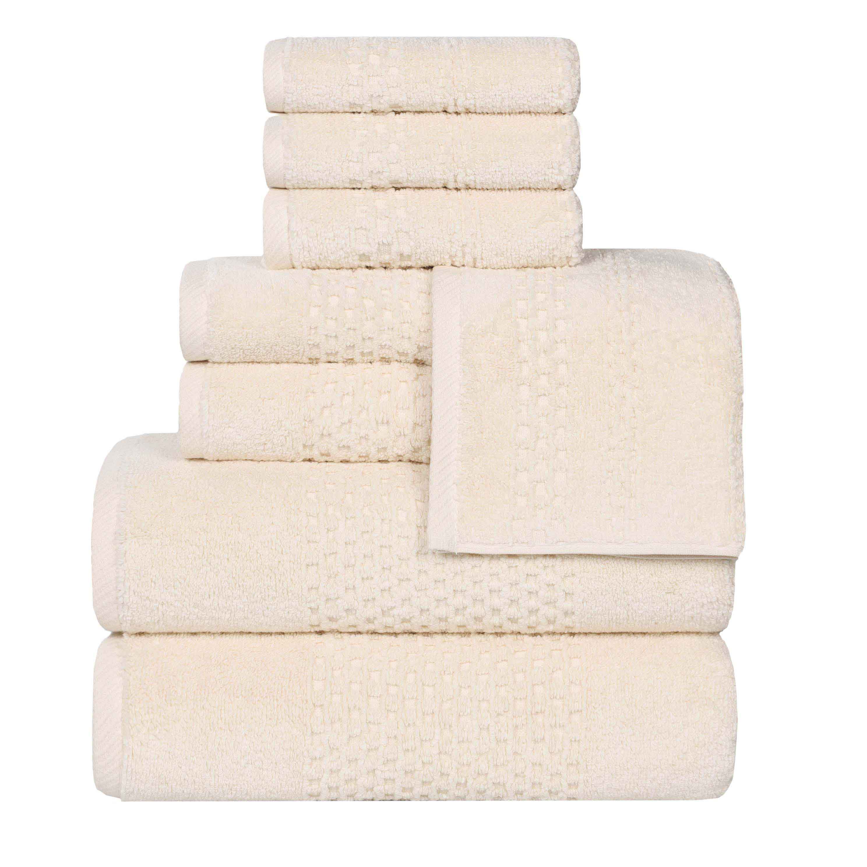Playa Zero Twist Cotton Solid Waffle Textured 8 Piece Towel Set - Blue Nile Mills