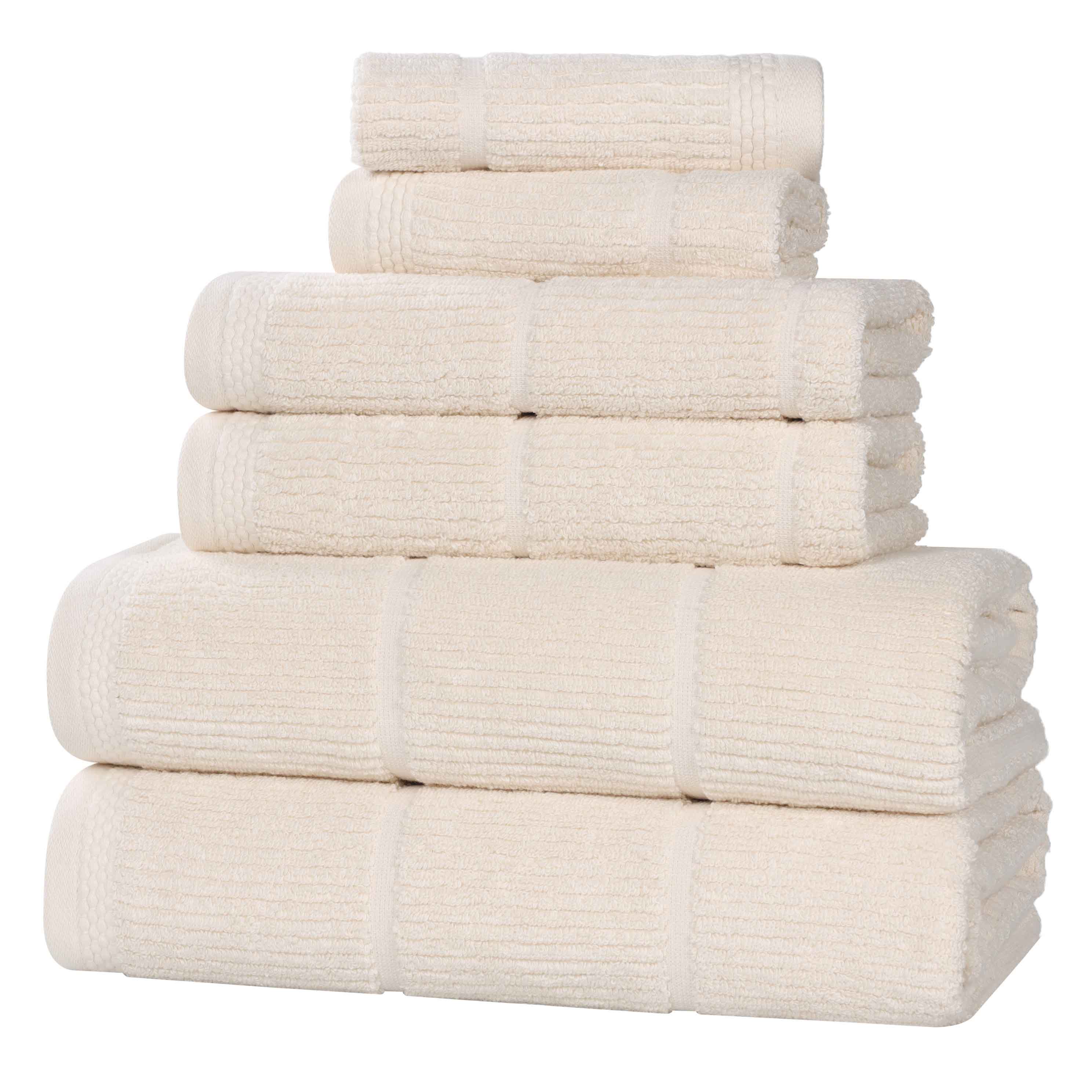 Milo Smart Twist Cotton Solid Ribbed Design 6 Piece Towel Set - Blue Nile Mills