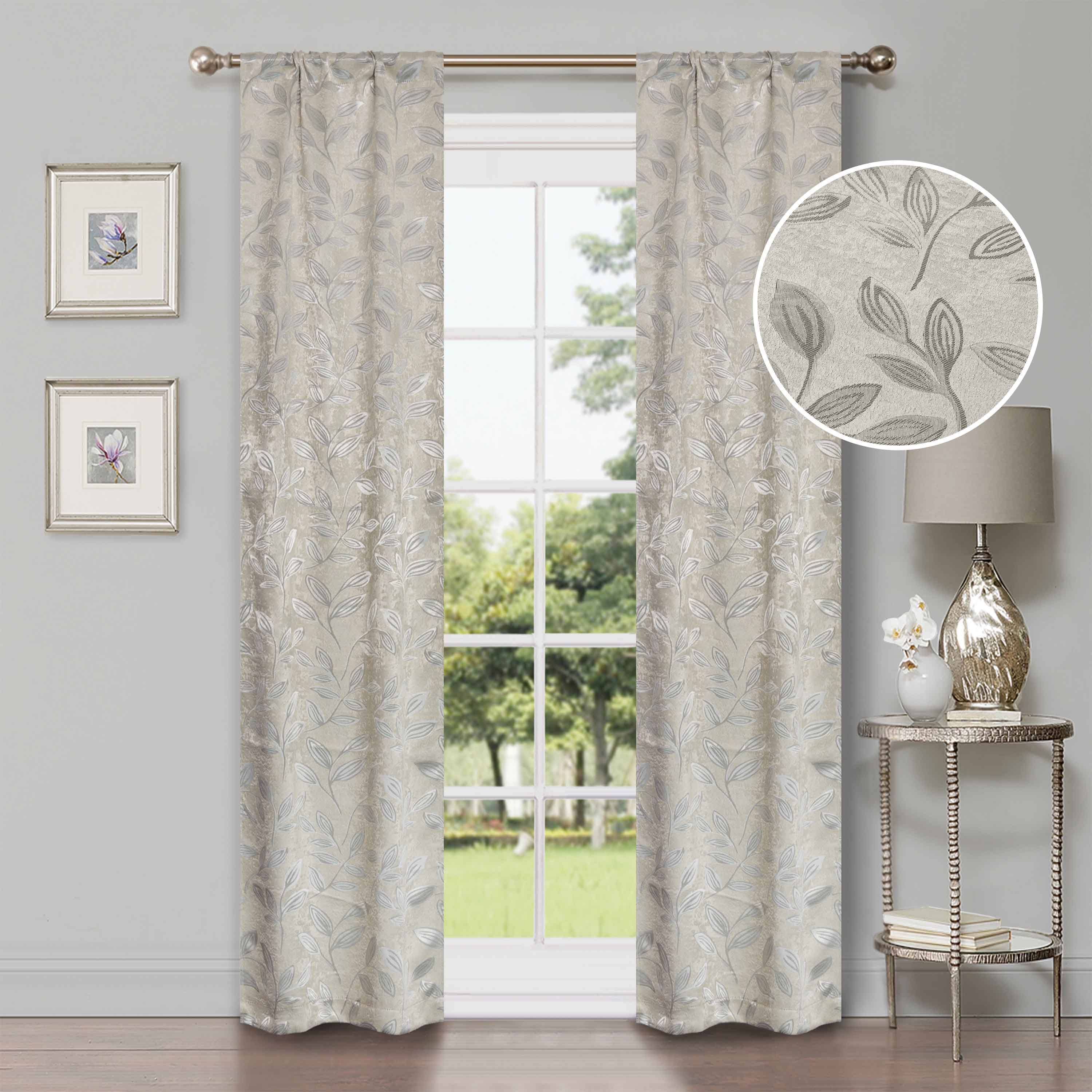 Leaves Room Darkening Blackout Curtain Panel Sets - Blue Nile Mills
