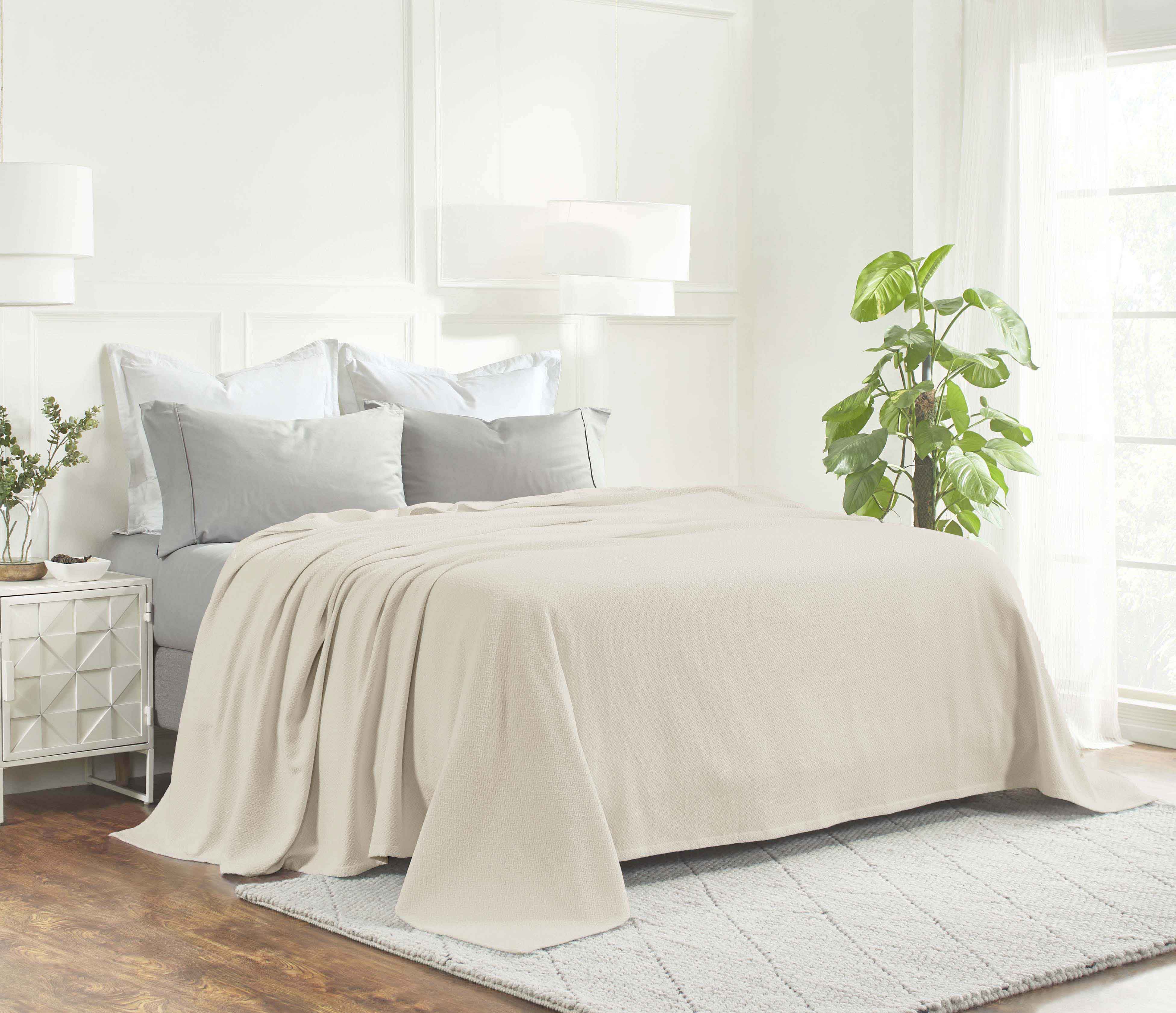 Nobel Cotton Textured Chevron Lightweight Woven Blanket - Blue Nile Mills