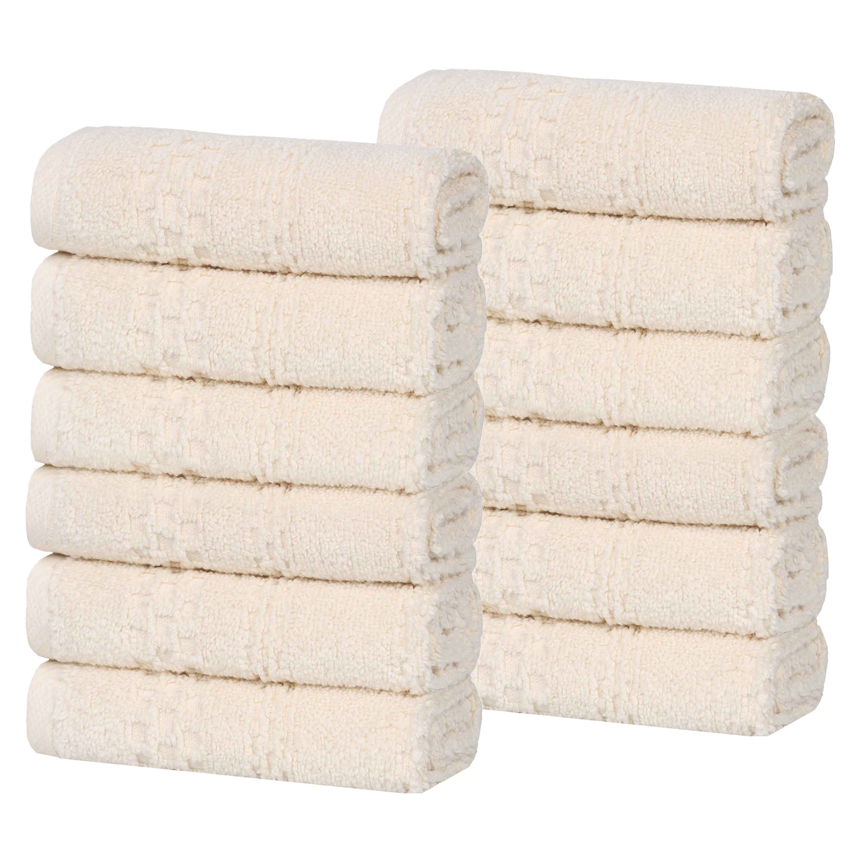 Playa Zero Twist Cotton Solid Waffle Textured Face Towels, Set of 12 - Blue Nile Mills