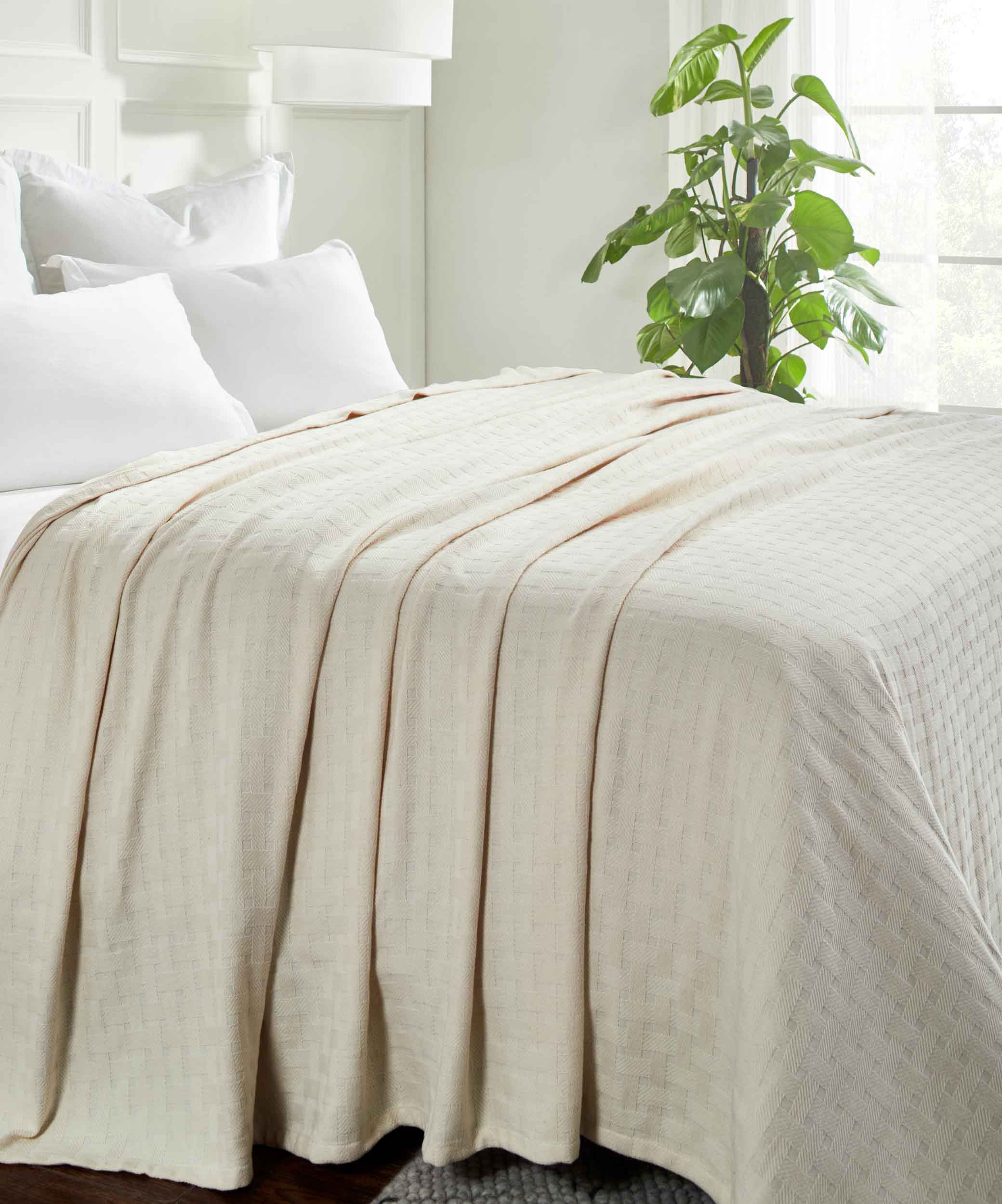 Basketweave All Season Cotton Bed Blanket - Blue Nile Mills