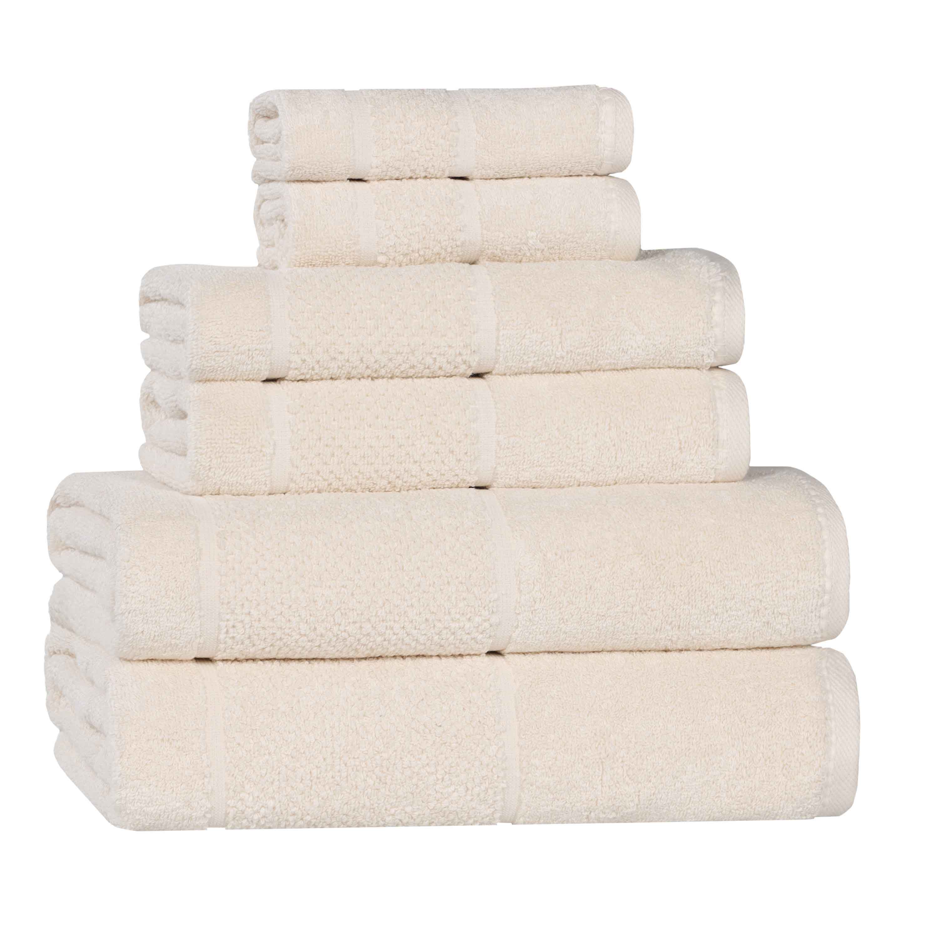 Mile Smart Twist Cotton Solid Broad Border 6 Piece Towel Set - Blue Nile Mills