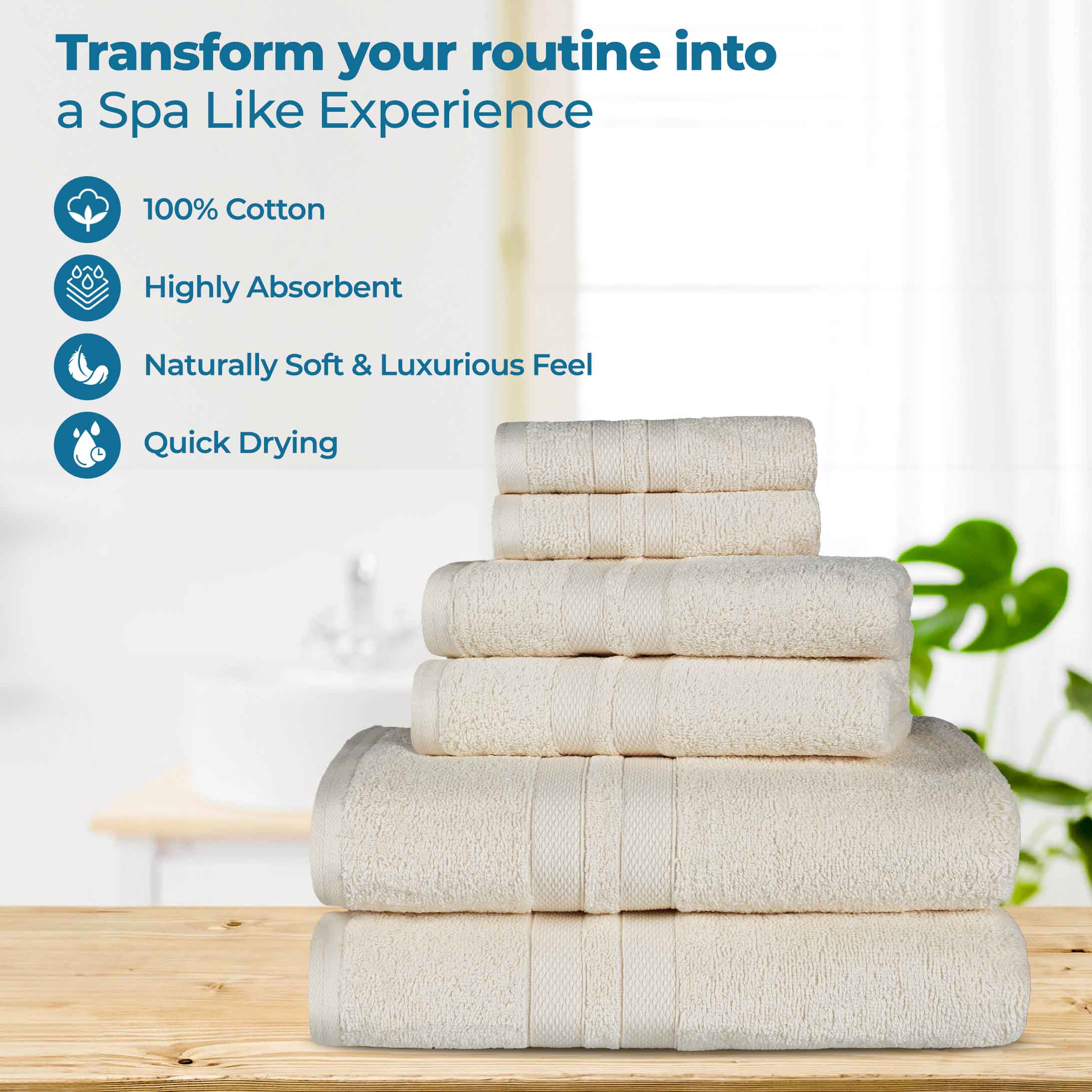Ultra-Soft Cotton Absorbent Quick-Drying 12 Piece Assorted Towel Set - Blue Nile Mills