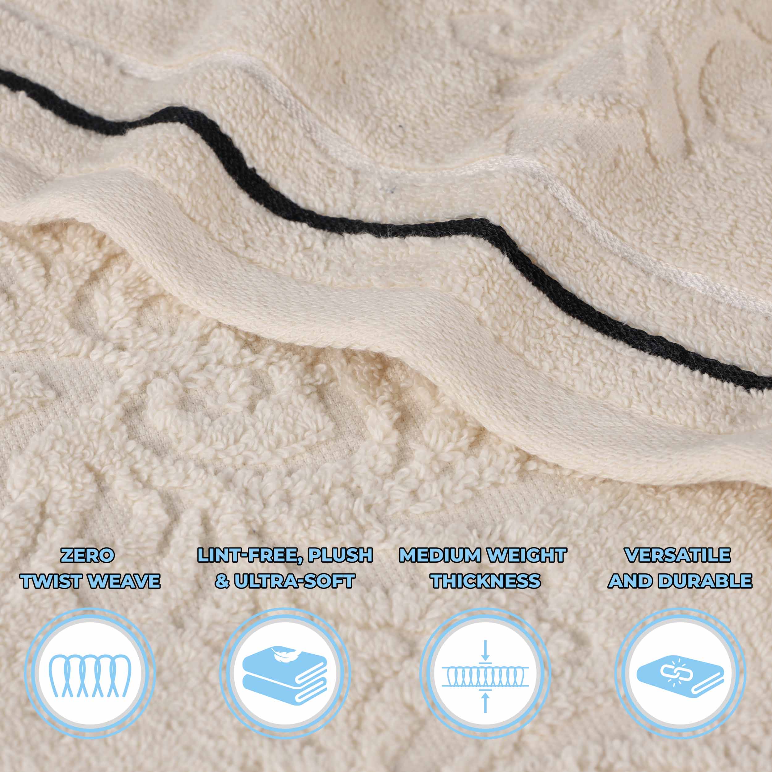 Sadie Zero Twist Cotton Solid and Jacquard Floral Hand Towel Set of 6 - Blue Nile Mills