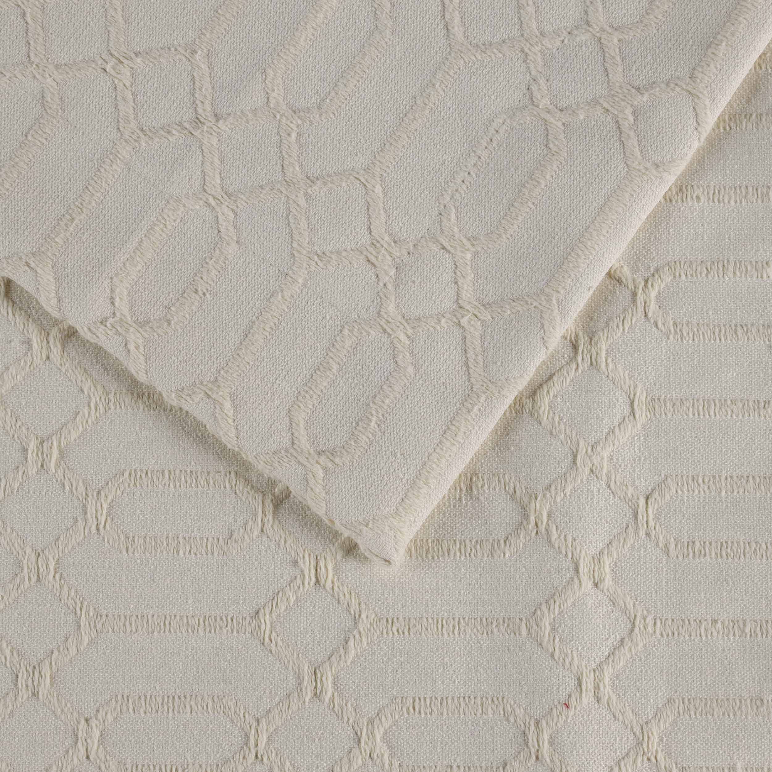 Remi Cotton Blend Jacquard Woven Geometric Fringe Bedspread Set - Blue Nile Mills