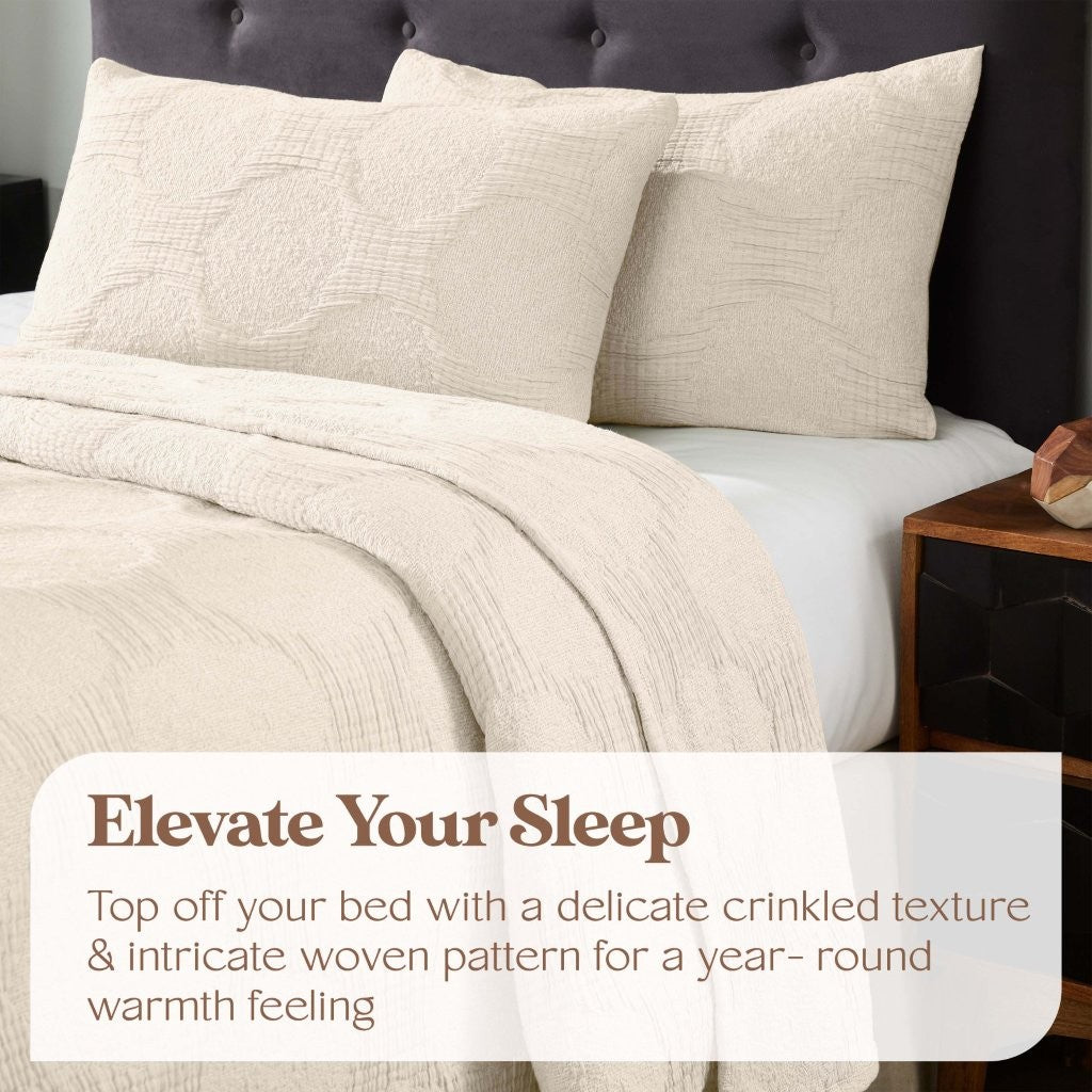 Tanta Cotton Medium Weight Crinkle Woven Coverlet - Blue Nile Mills