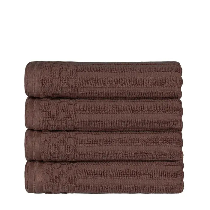 Cotton Ribbed Textured Highly Absorbent 4 Piece Hand Towel Set - Blue Nile Mills