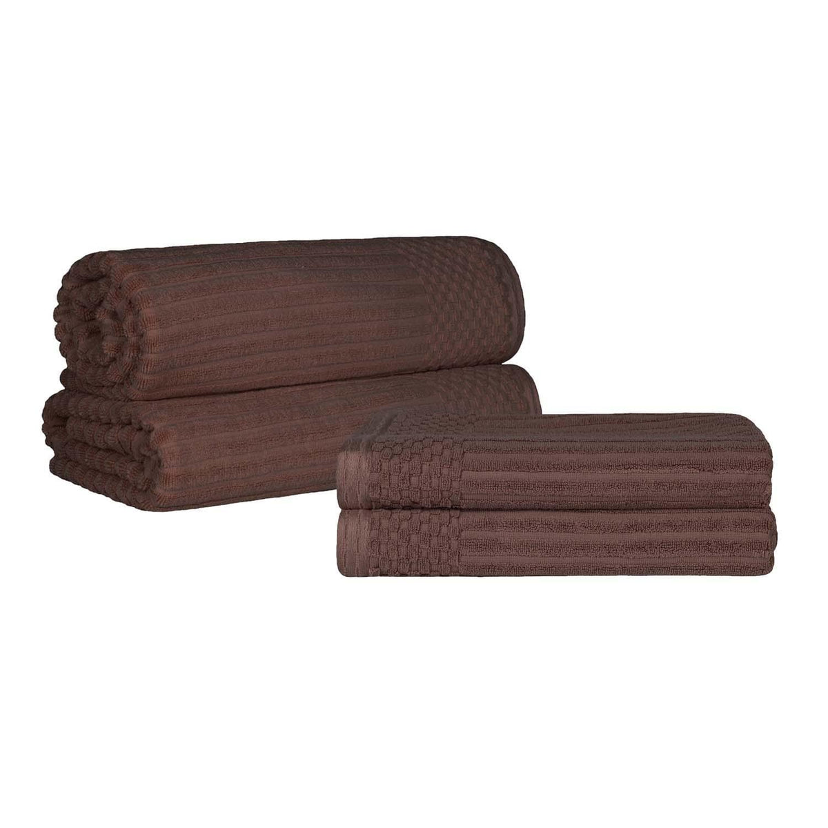 Soho Ribbed Textured Cotton Absorbent Bath Sheet & Bath Towel Set - Blue Nile Mills