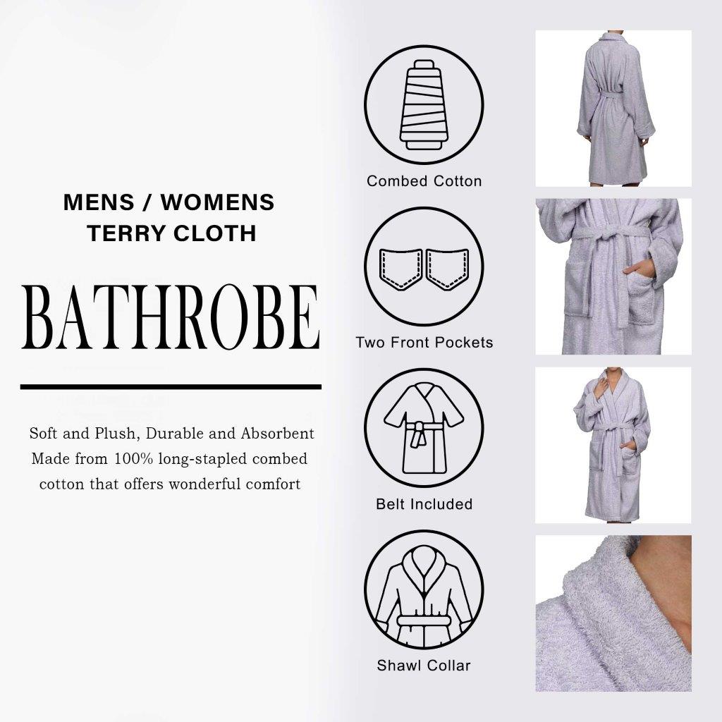 Cotton Ultra Soft Terry Adult Unisex Lightweight Luxury Bathrobe - Blue Nile Mills
