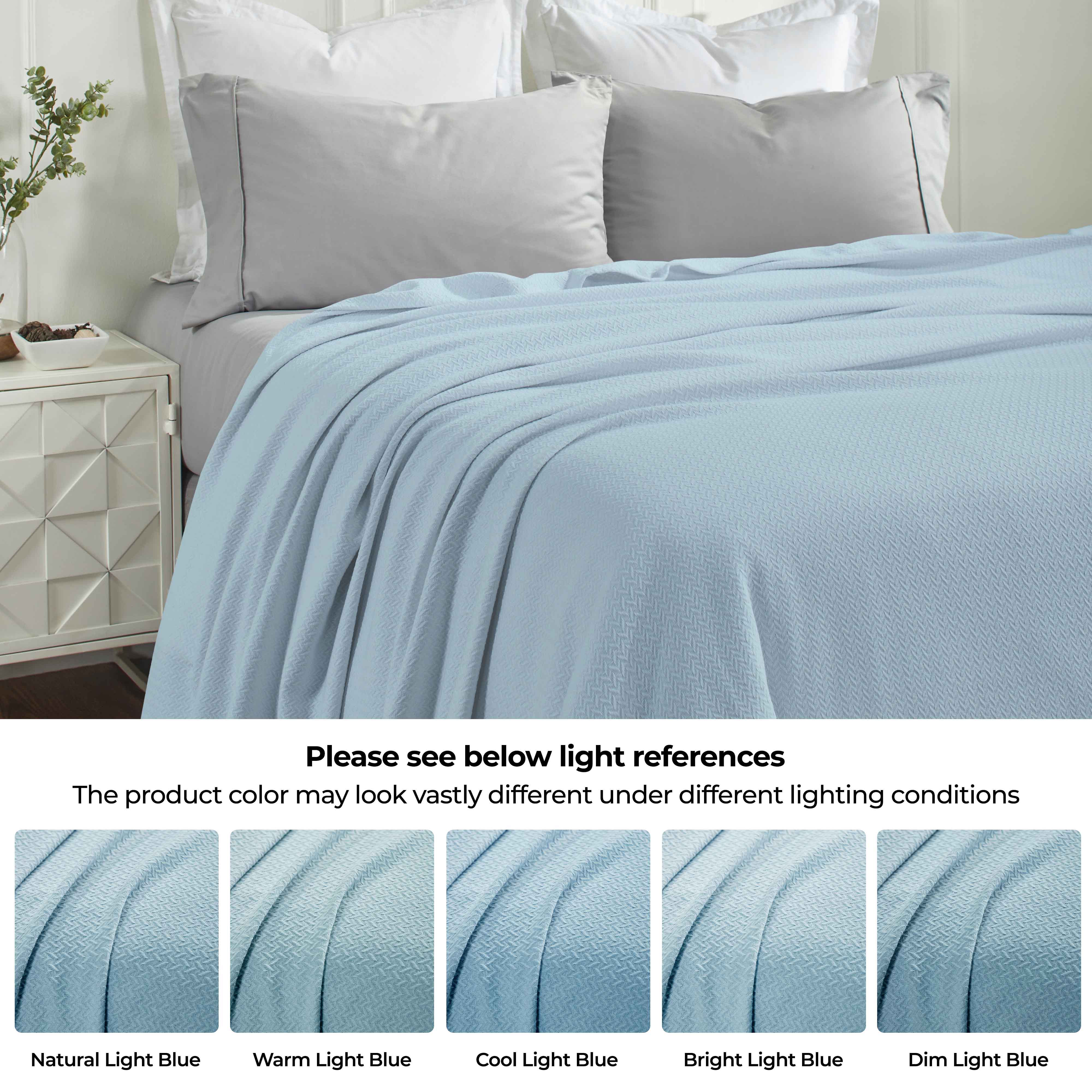 Nobel Cotton Textured Chevron Lightweight Woven Blanket - Blue Nile Mills