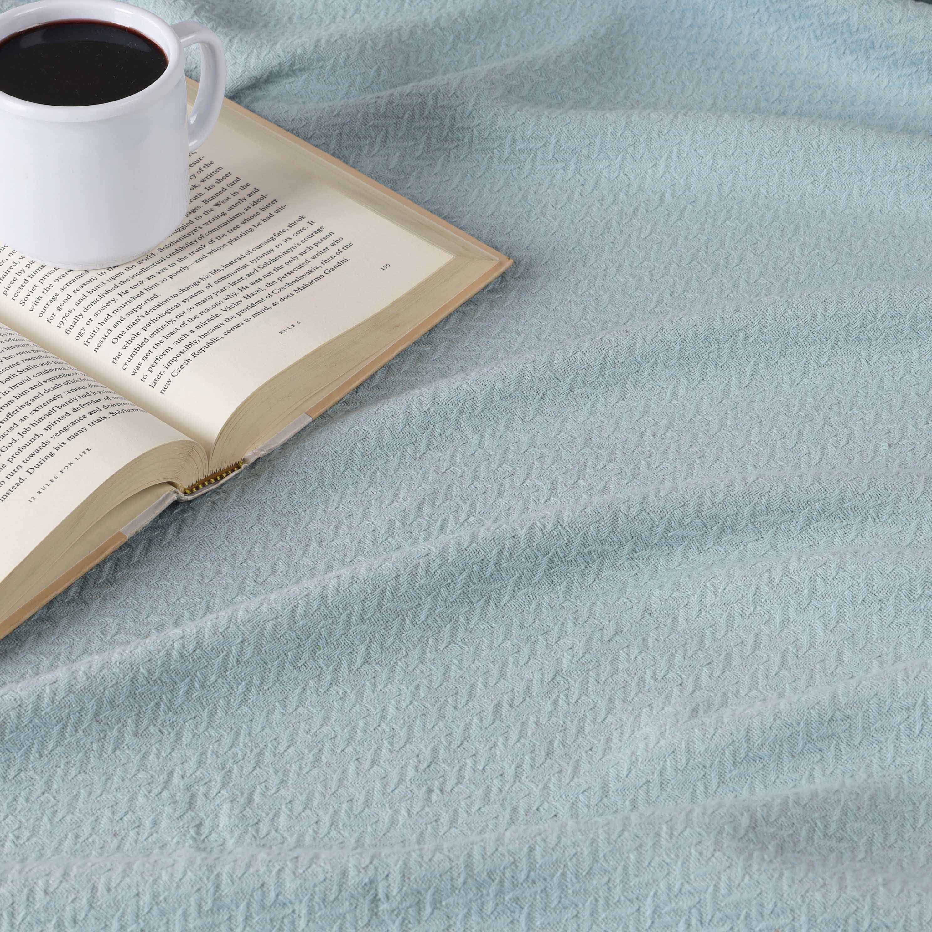 Nobel Cotton Textured Chevron Lightweight Woven Blanket - Blue Nile Mills