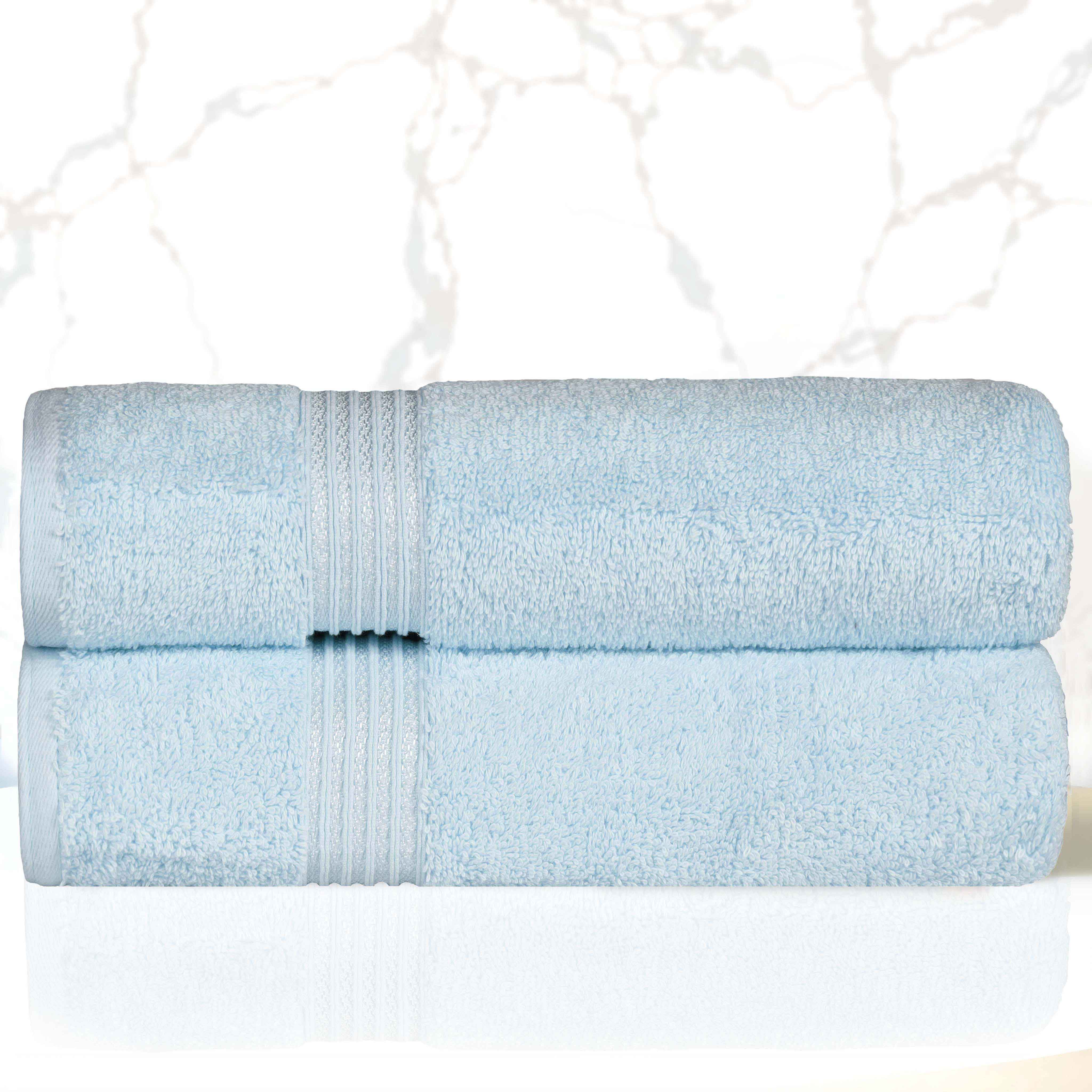 Egyptian Cotton Highly Absorbent Solid Ultra Soft Bath Towel Set of 2 - Blue Nile Mills