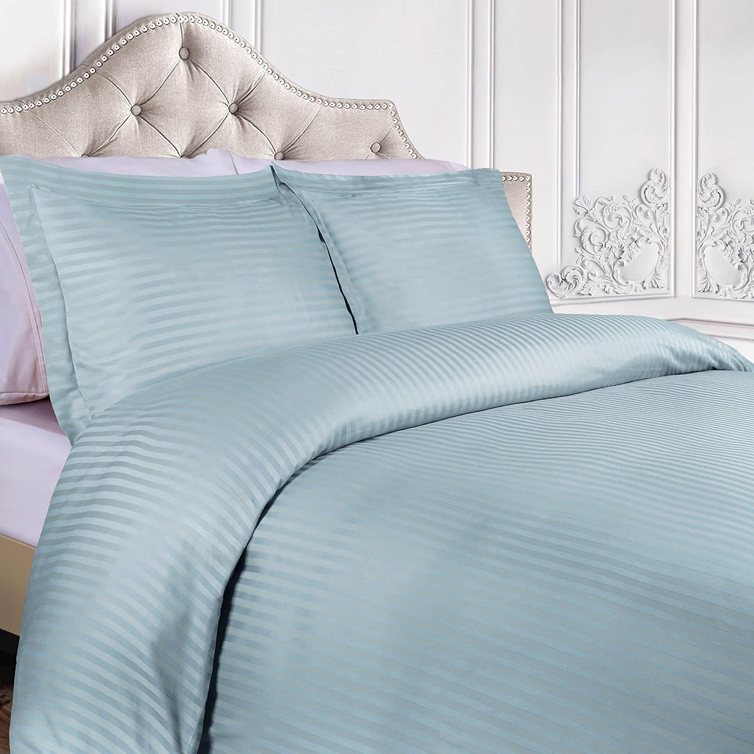 Egyptian Cotton 300 Thread Count Striped Duvet Cover Set - Blue Nile Mills