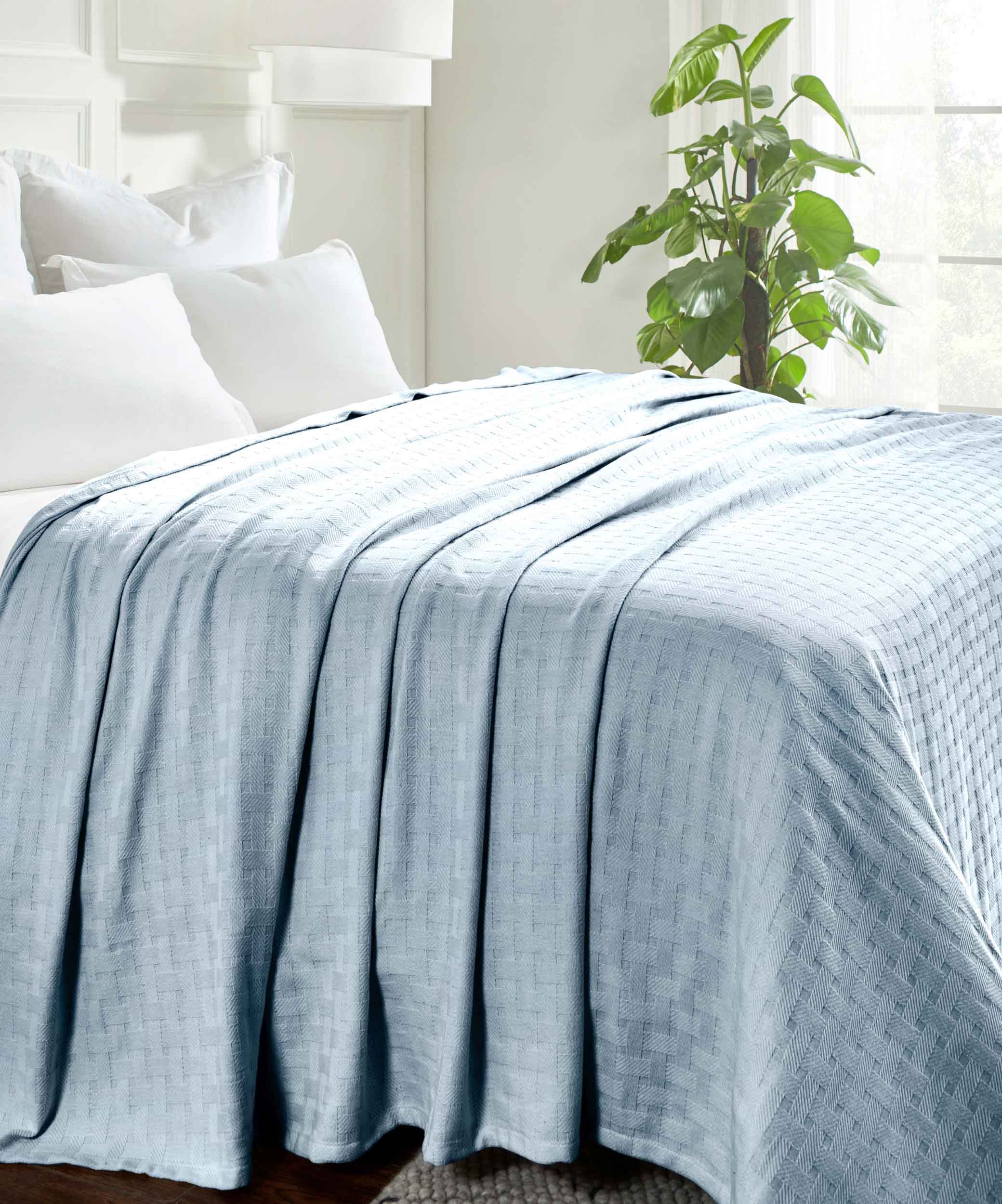 Basketweave All Season Cotton Bed Blanket - Blue Nile Mills