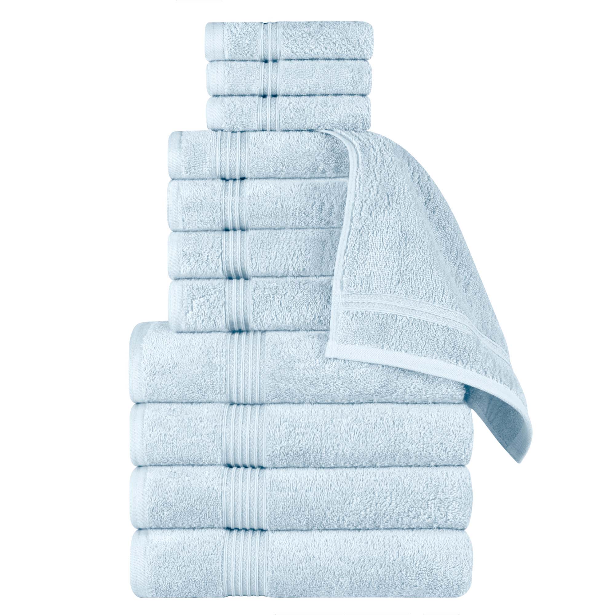 Egyptian Cotton Highly Absorbent Solid 12-Piece Ultra Soft Towel Set - Blue Nile Mills