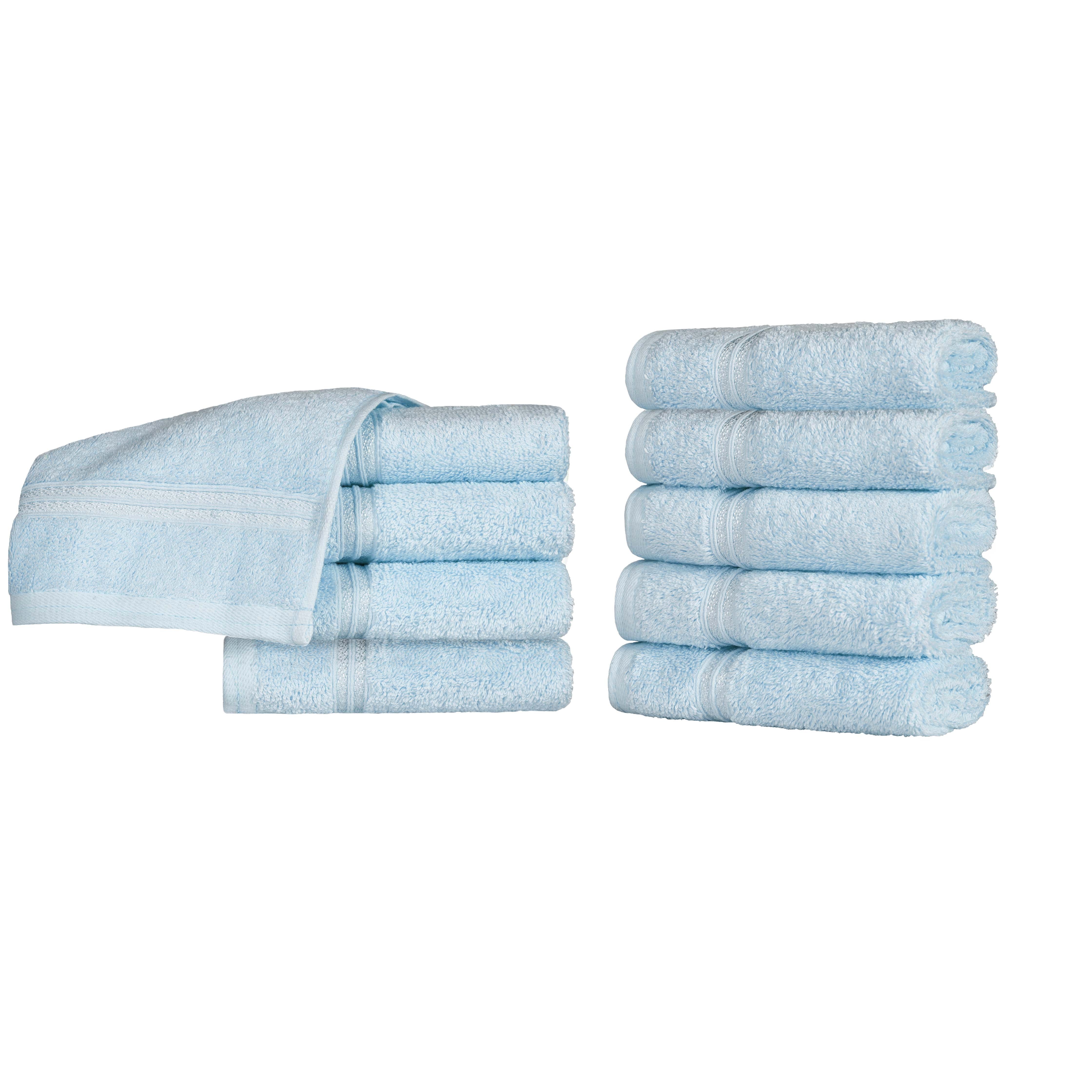 Egyptian Cotton Solid Face Towel Set of 10 - Blue Nile Mills