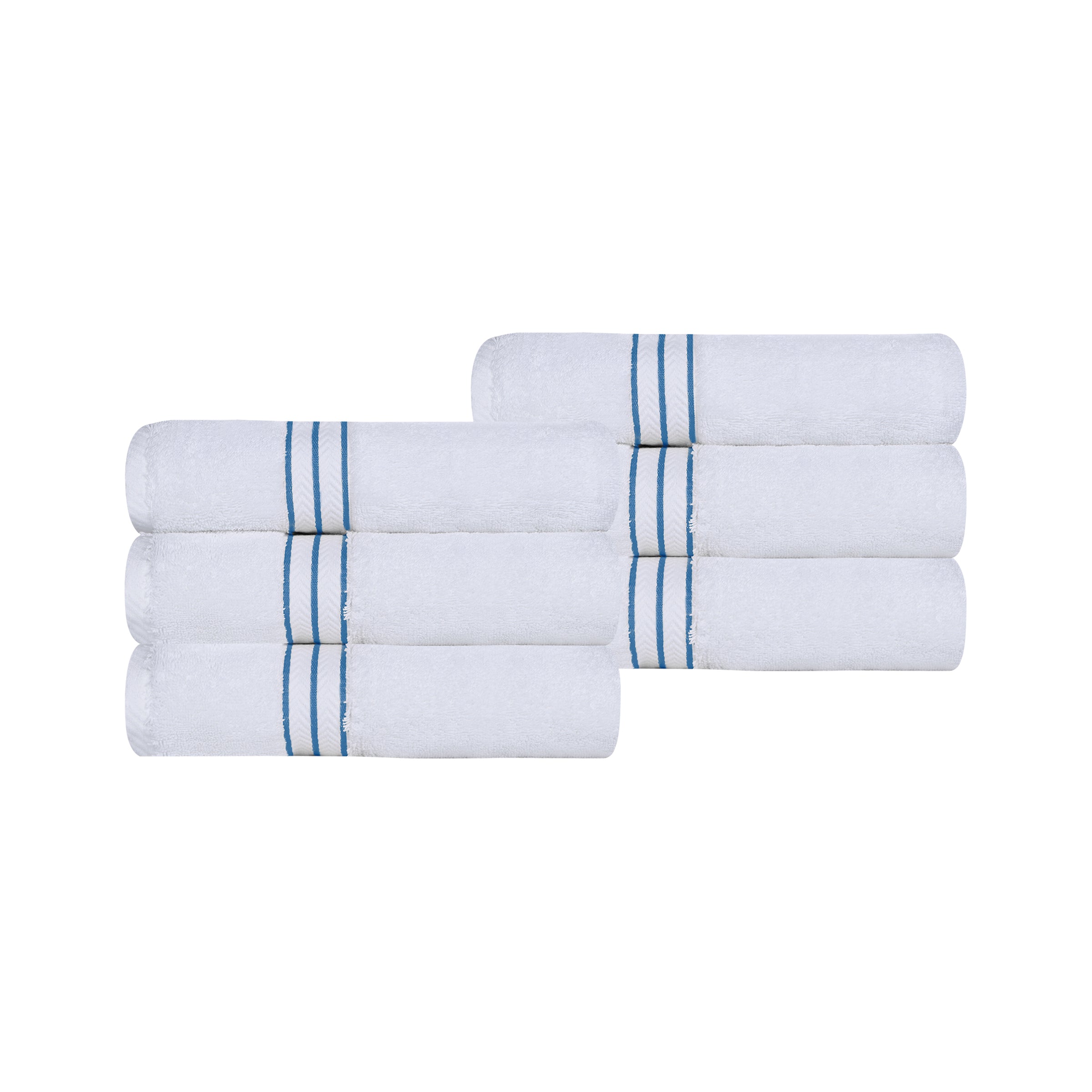 Turkish Cotton Ultra-Plush Solid 6 Piece Highly Absorbent Hand Towel Set - Blue Nile Mills