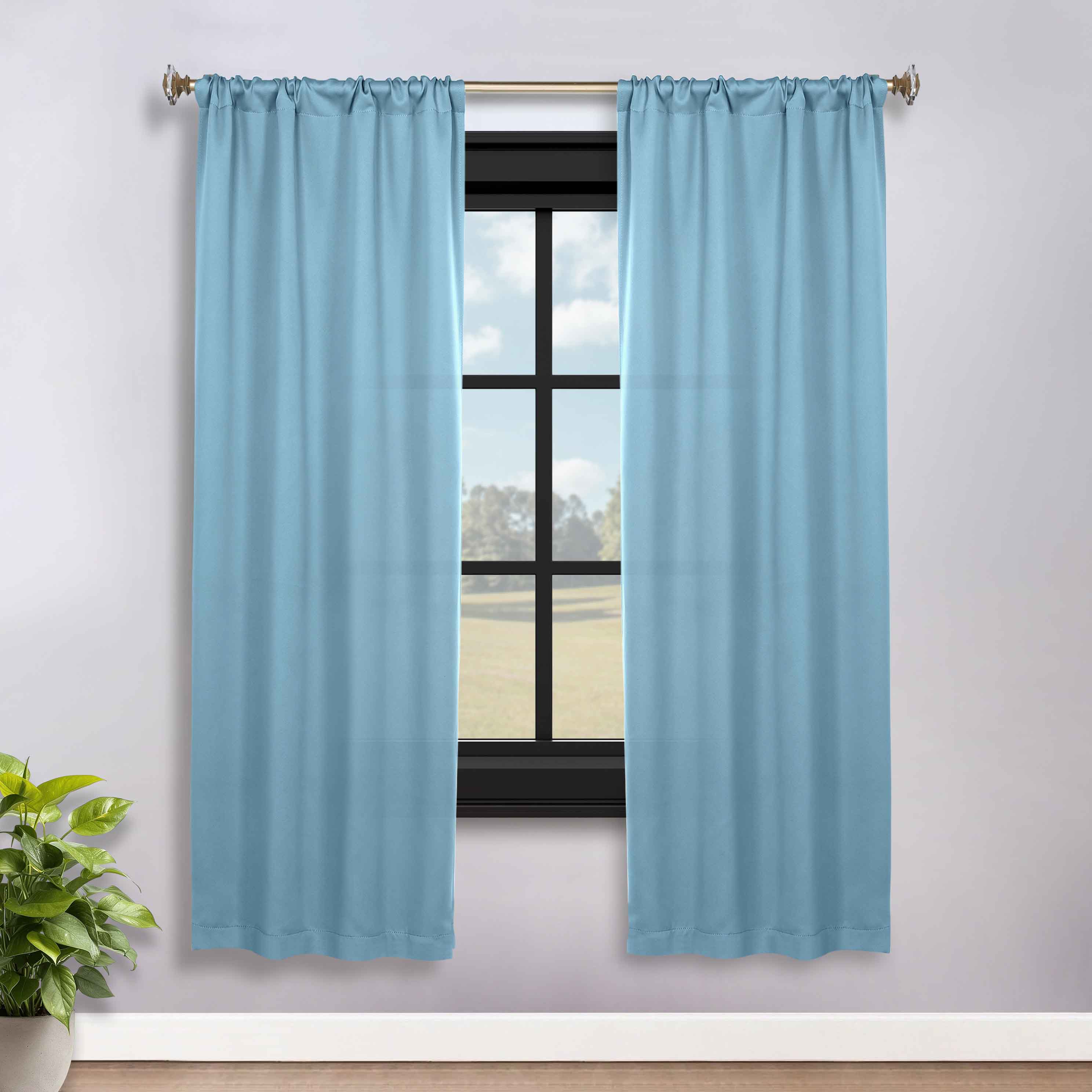Solid Machine Washable Room Darkening Blackout Curtains, Set of 2 - Blue Nile Mills
