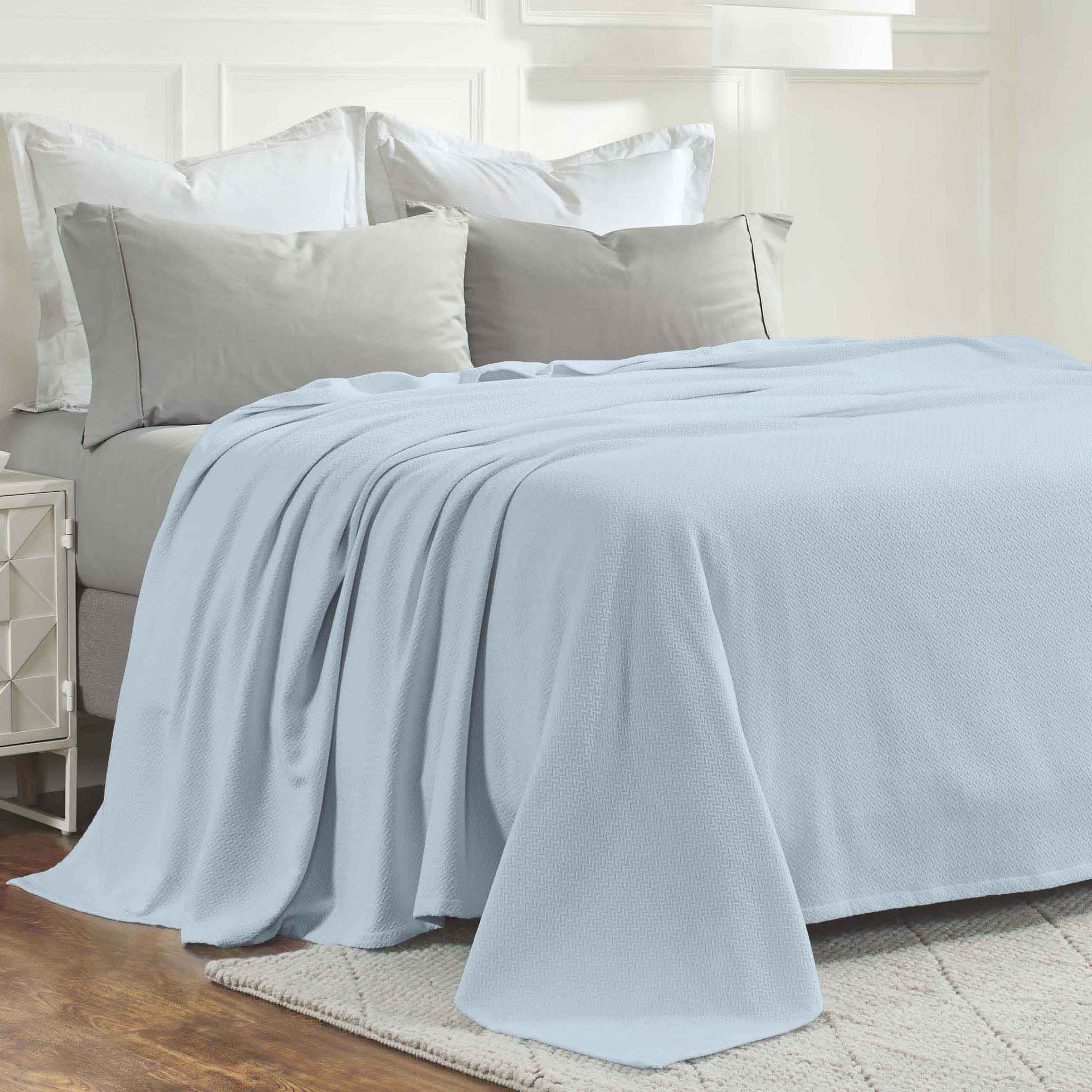 Nobel Cotton Textured Chevron Lightweight Woven Blanket - Blue Nile Mills