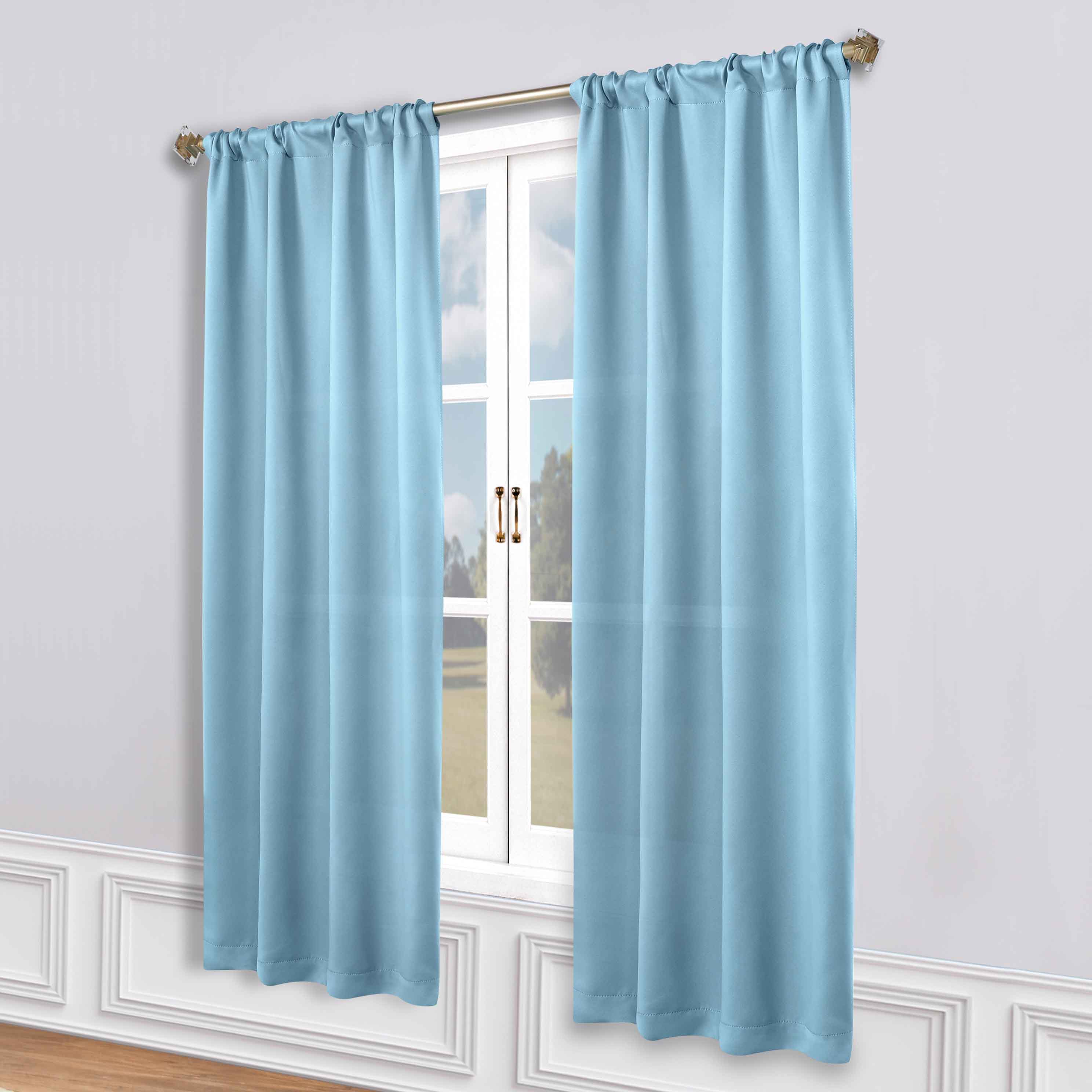 Solid Machine Washable Room Darkening Blackout Curtains, Set of 2 - Blue Nile Mills