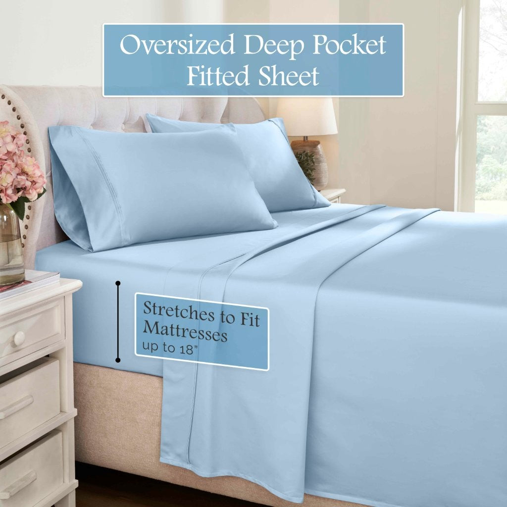 1200 Thread Count Egyptian Cotton Deep Pocket Sheet Set - Blue Nile Mills