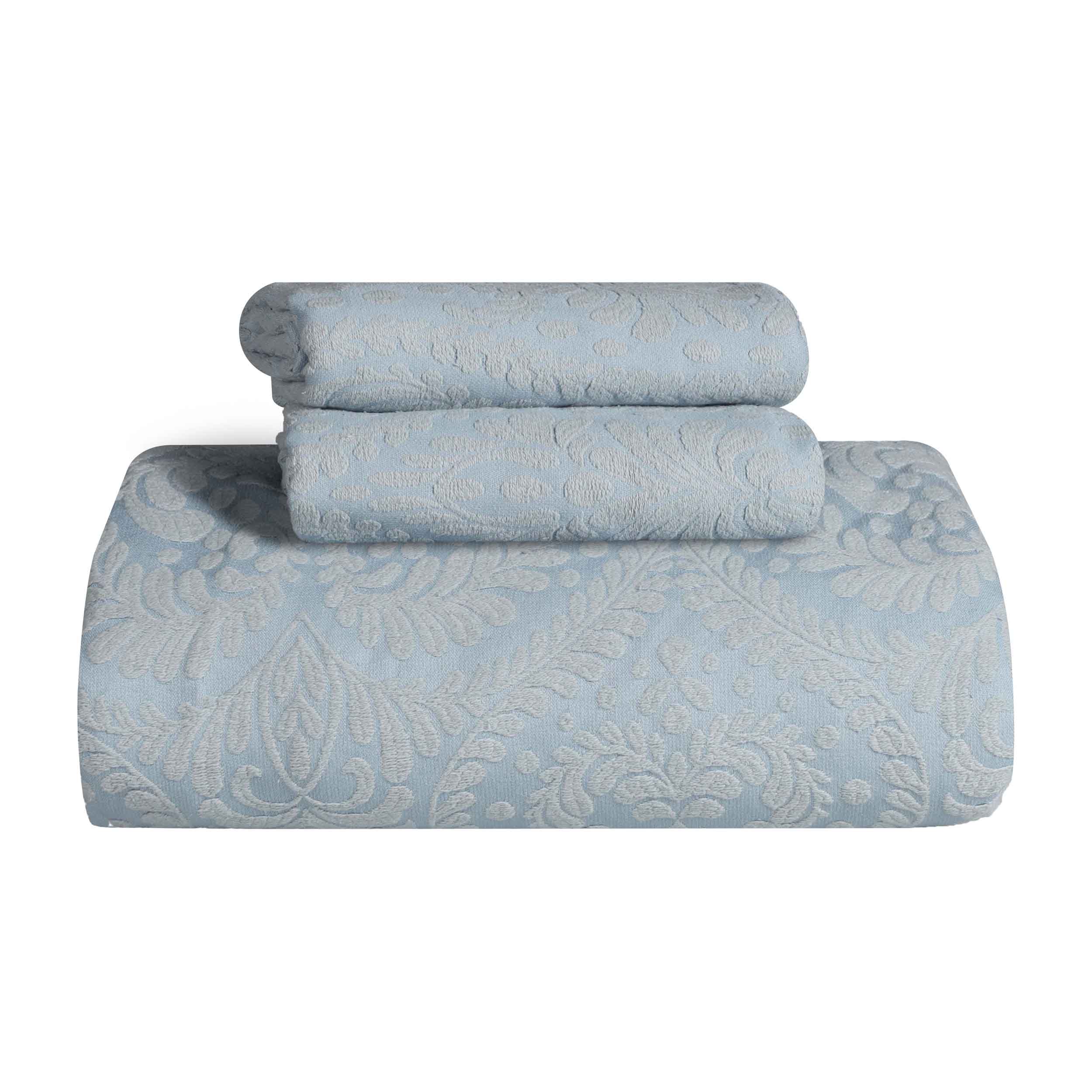 Aspen Cotton Blend Jacquard Woven Floral Scalloped Edges Bedspread Set - Blue Nile Mills