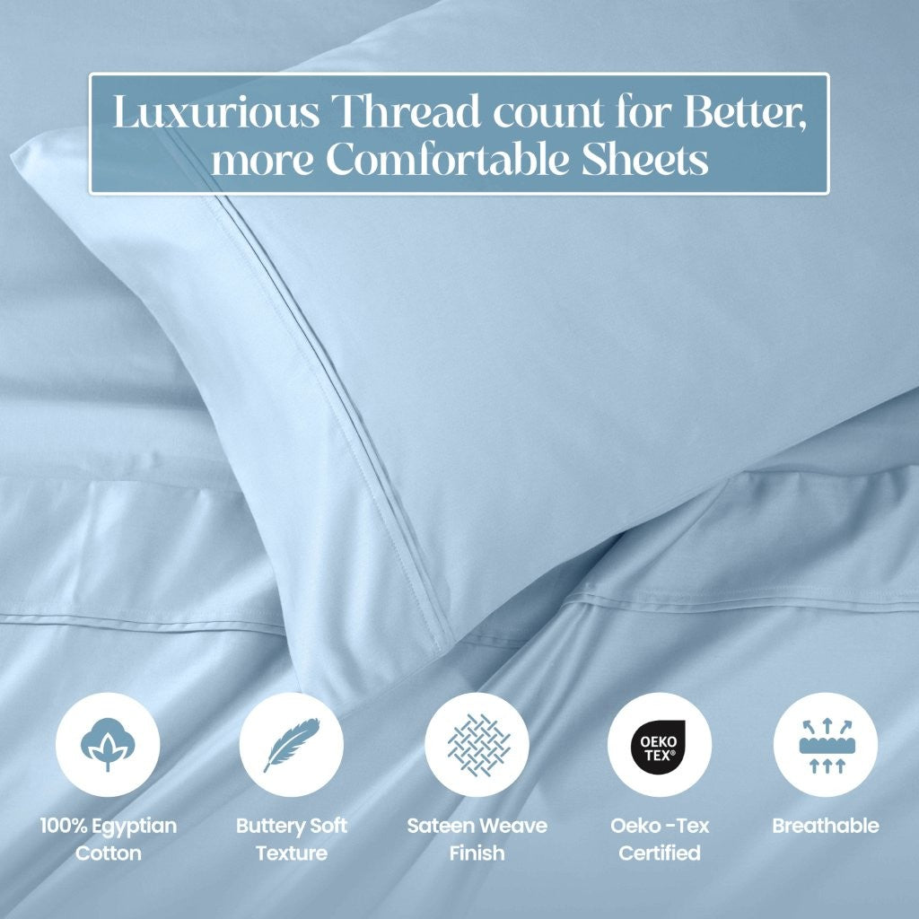 1200 Thread Count Egyptian Cotton Deep Pocket Sheet Set - Blue Nile Mills