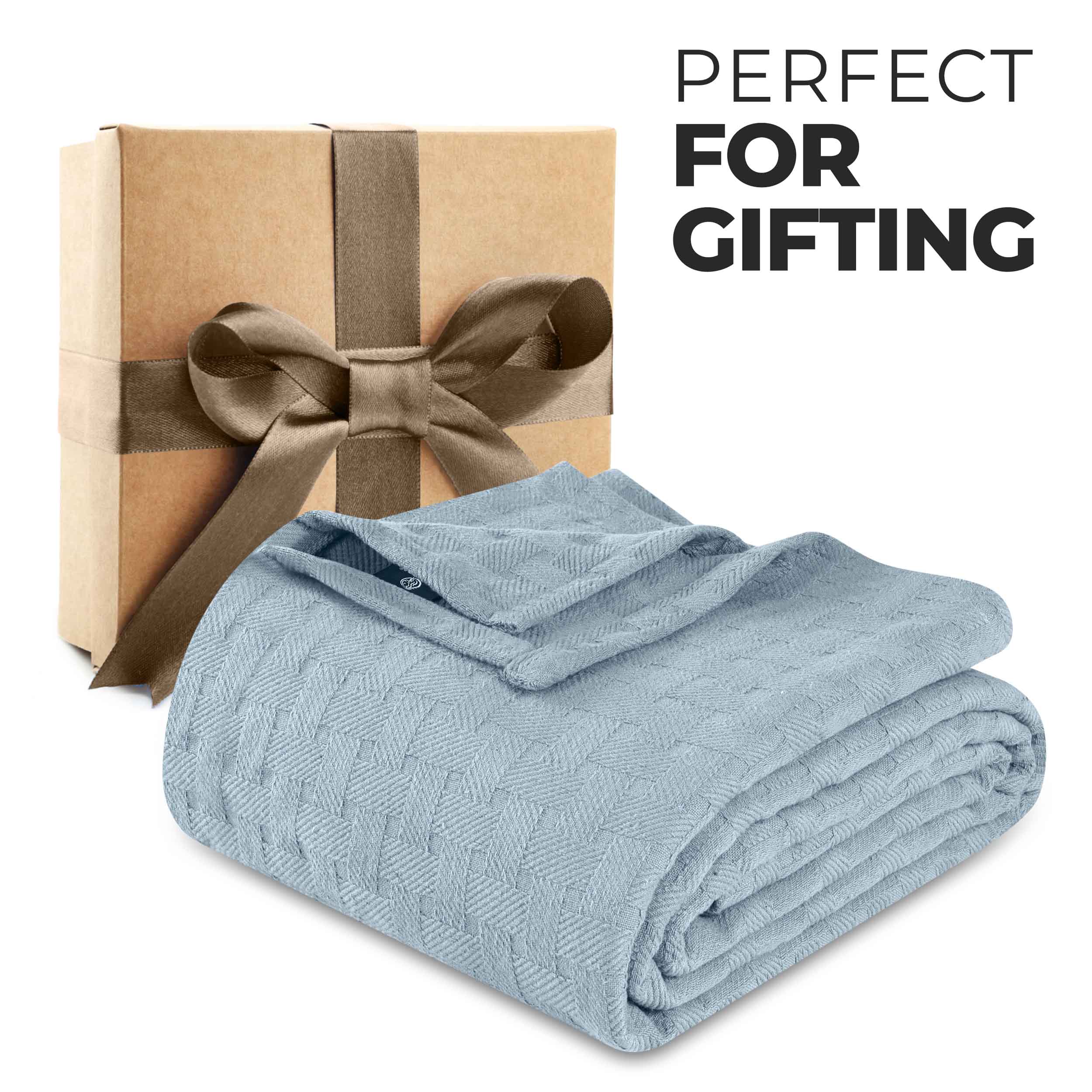 Basketweave All Season Cotton Bed Blanket - Blue Nile Mills