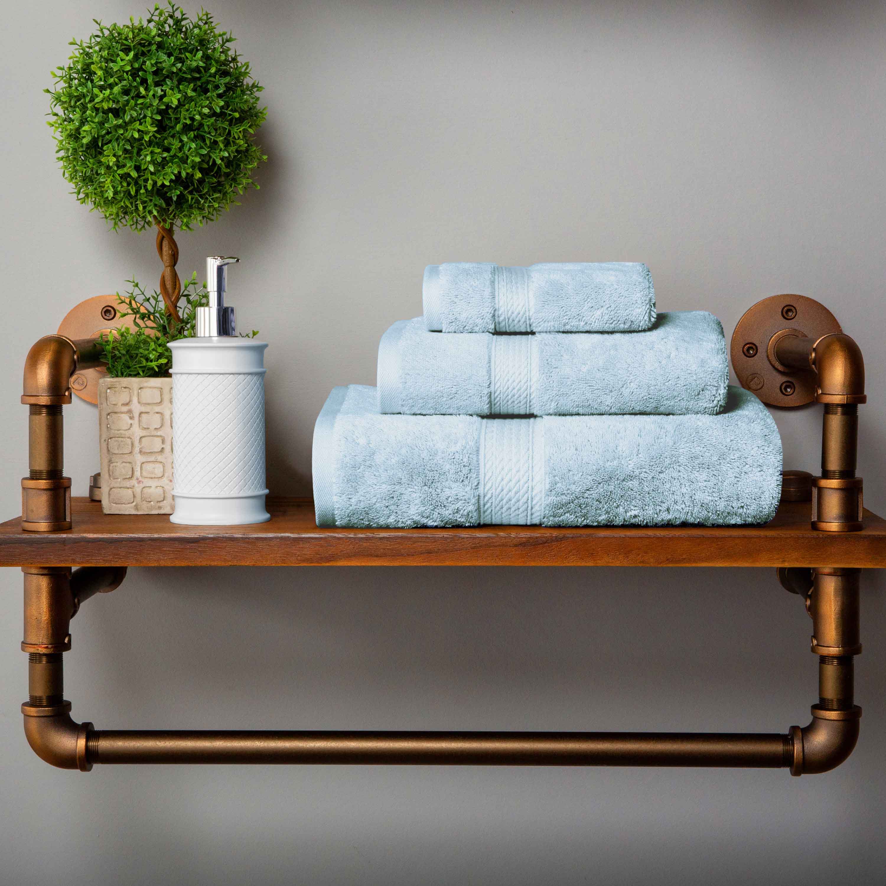 Egyptian Cotton Pile Plush Heavyweight Luxury Soft 3-Piece Towel Set - Blue Nile Mills