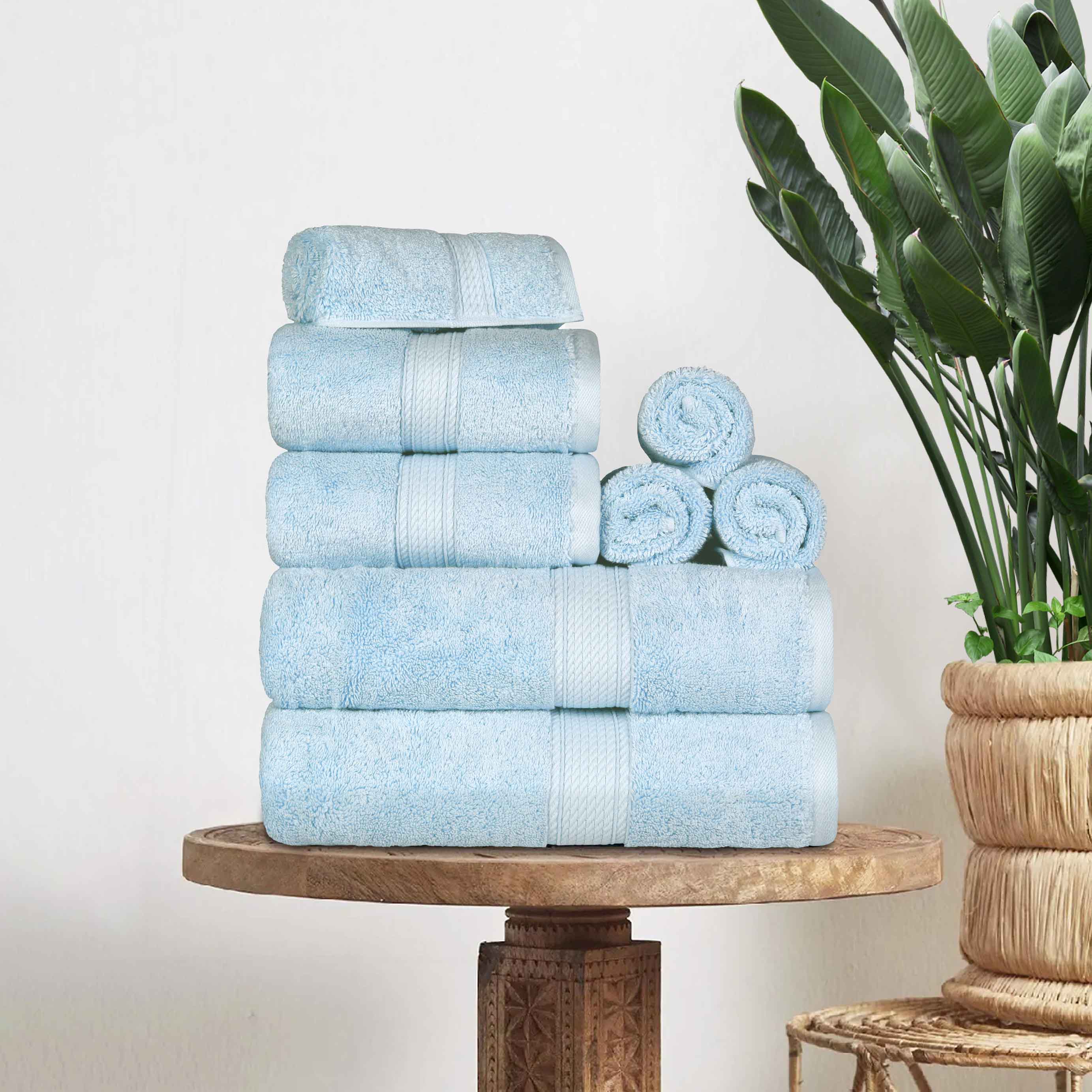 Egyptian Cotton Pile Plush Heavyweight Luxury Soft 8-Piece Towel Set - Blue Nile Mills