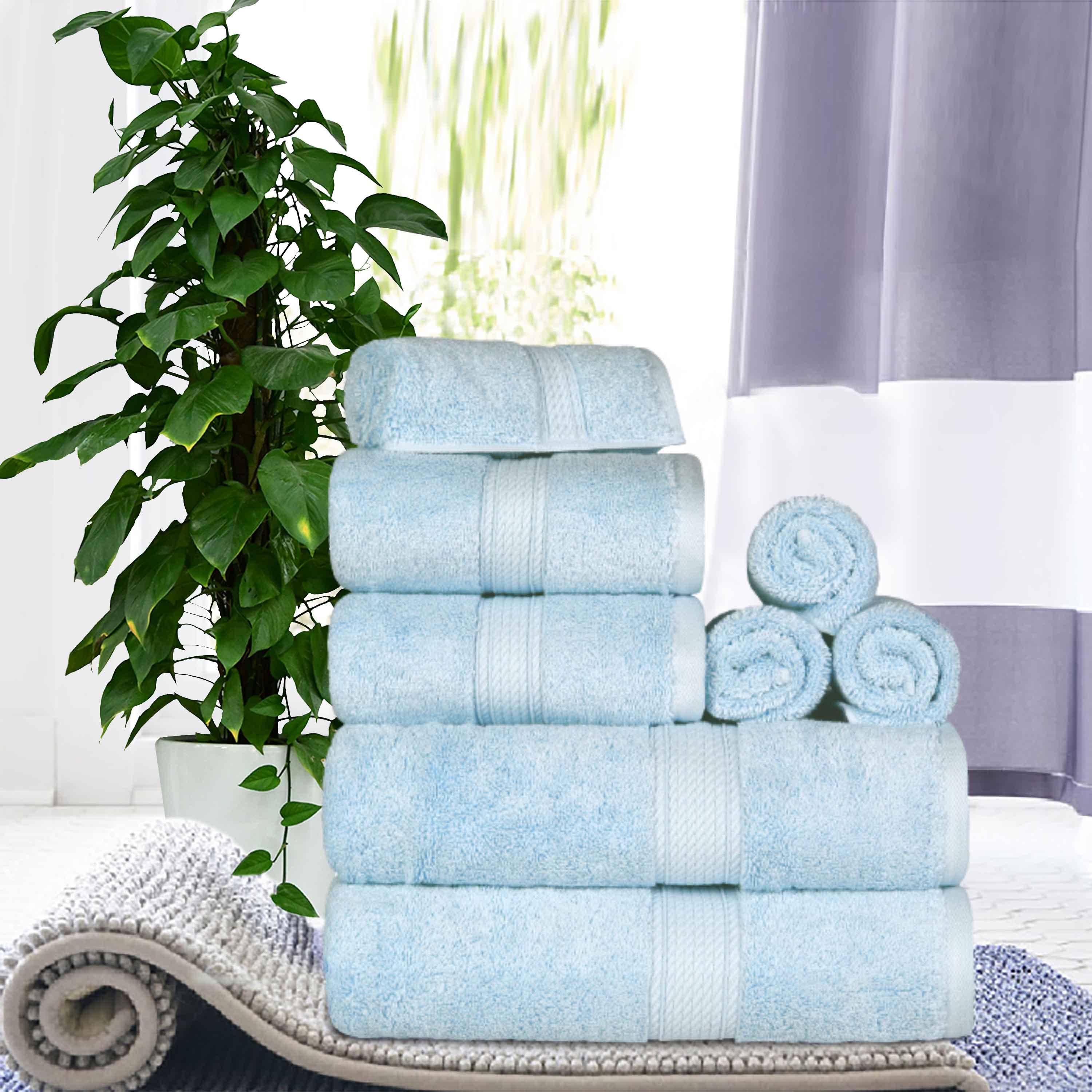 Egyptian Cotton Pile Plush Heavyweight Luxury Soft 8-Piece Towel Set - Blue Nile Mills