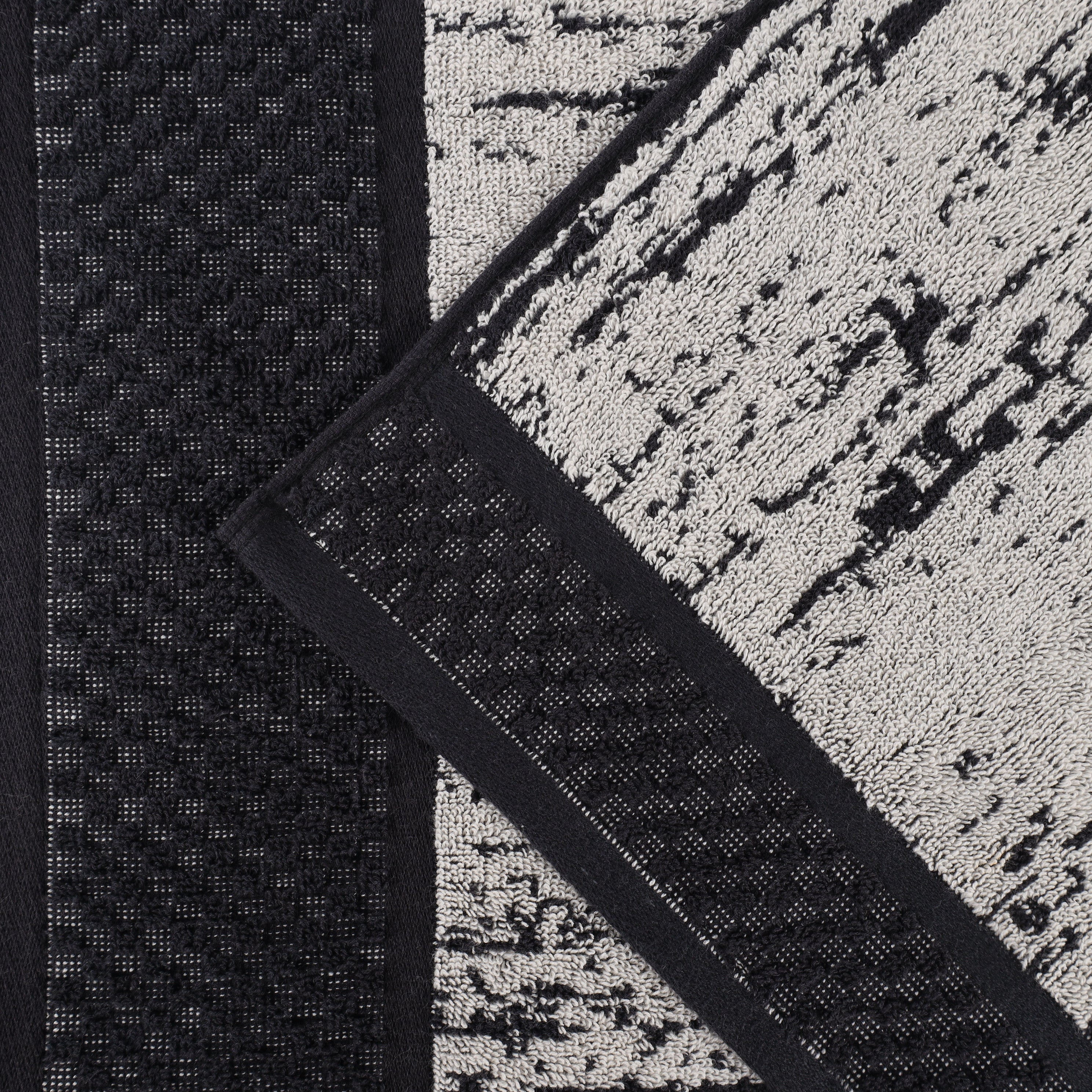 Lodie Cotton Plush Jacquard Solid and Two-Toned Bath Towel Set of 4 - Blue Nile Mills