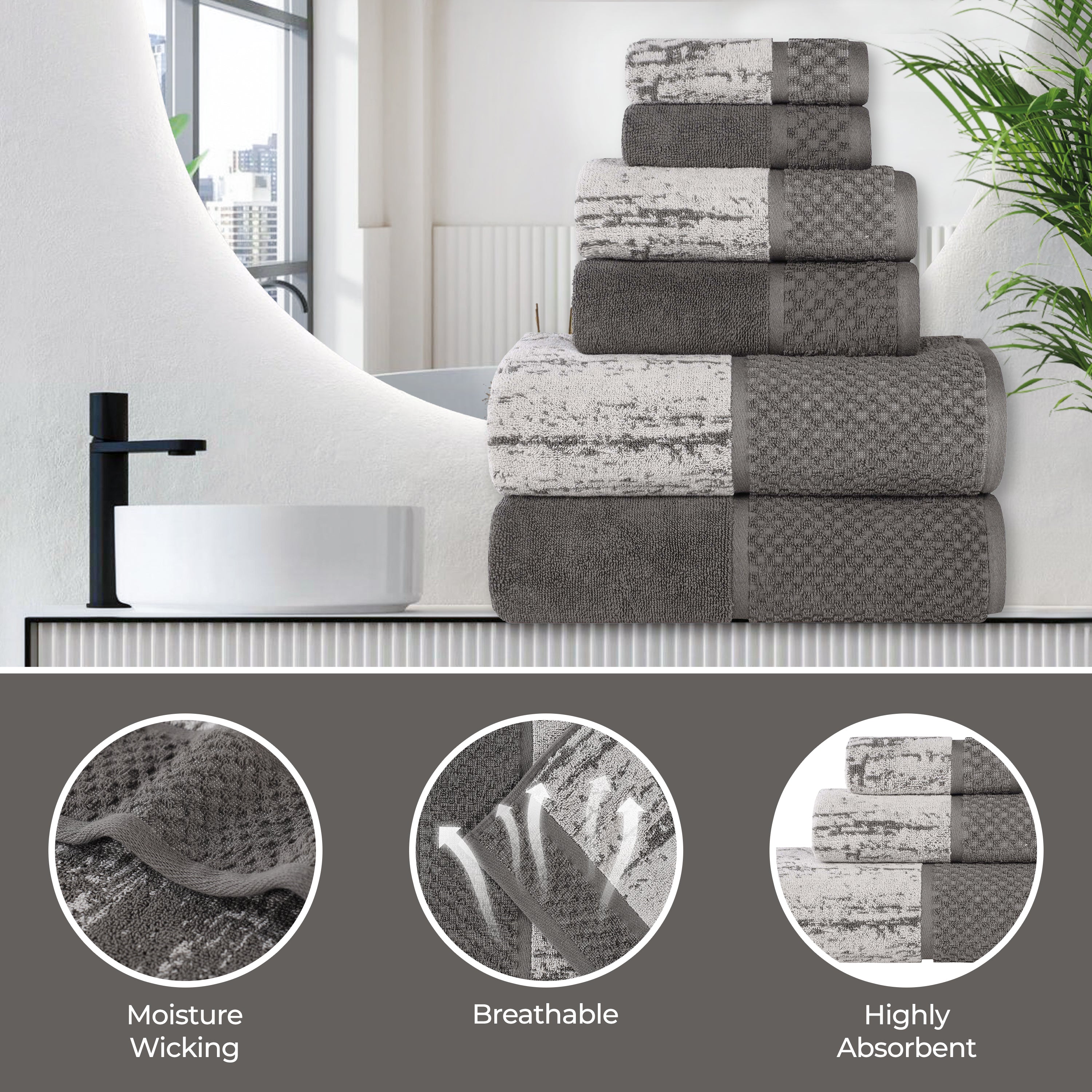 Lodie Cotton Plush Jacquard Solid and Two-Toned Bath Sheet Set of 2 - Blue Nile Mills