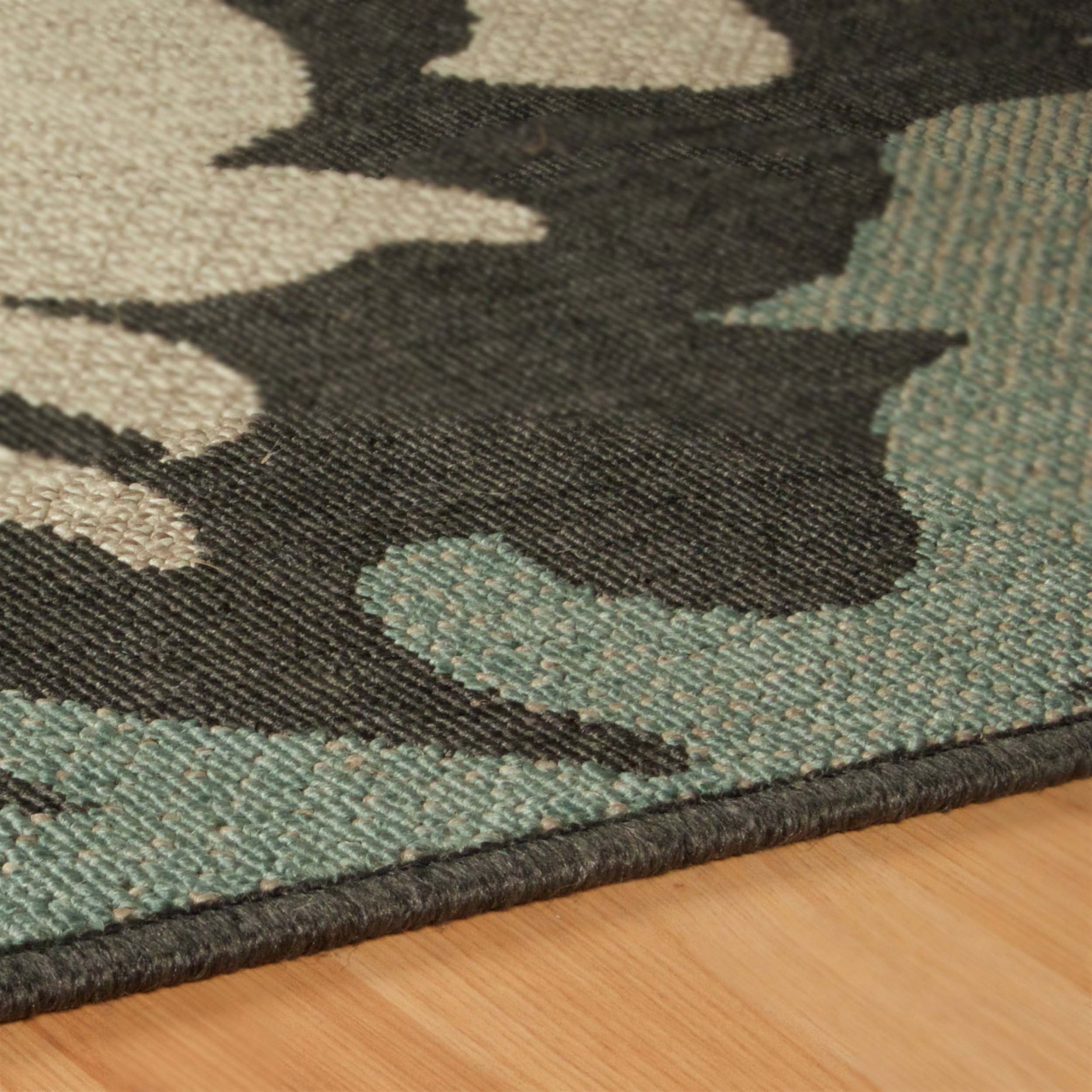 Lowell Traditional Damask Indoor Outdoor Area Rug - Blue Nile Mills