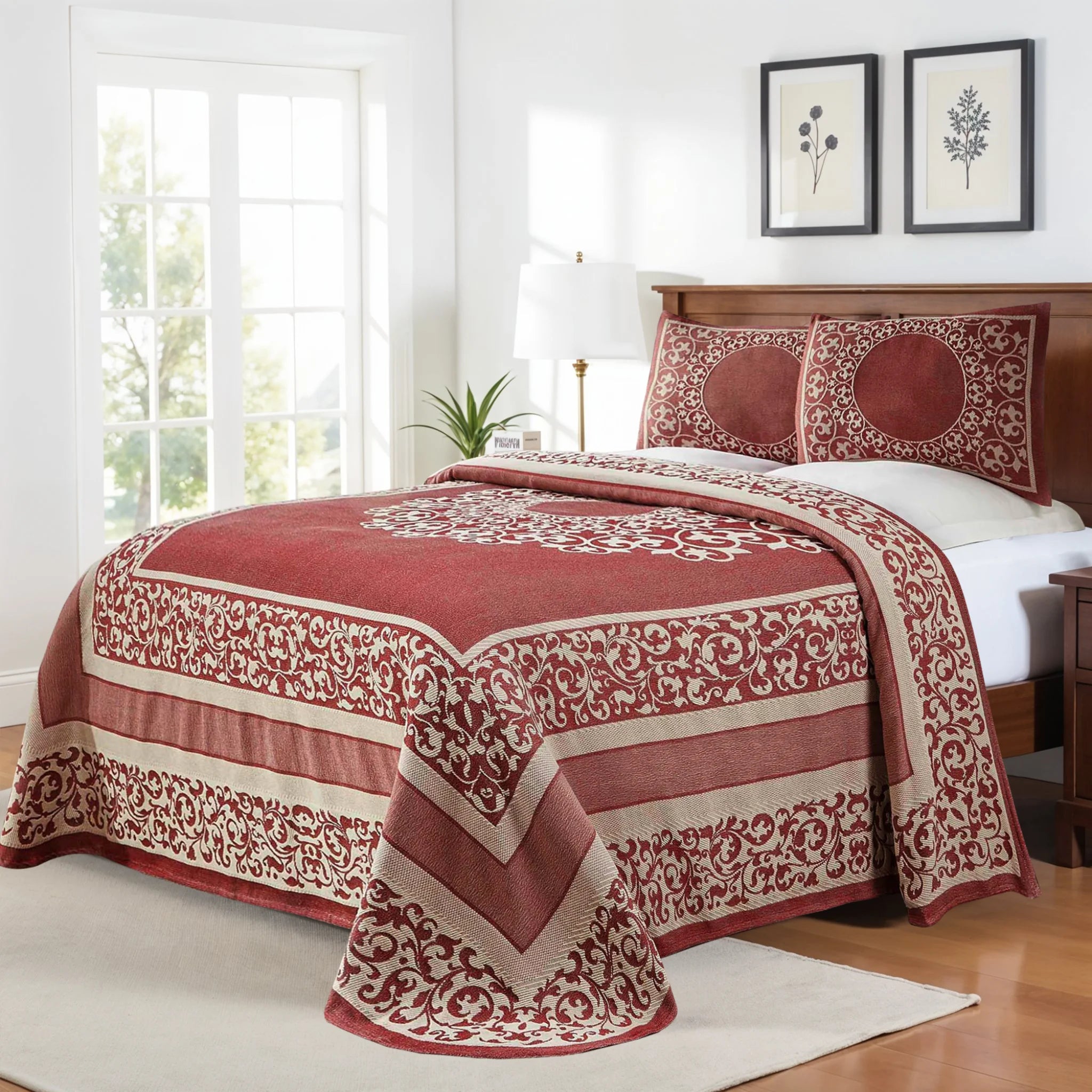 Boho Mandala Cotton Blend Woven Jacquard Bedspread Set