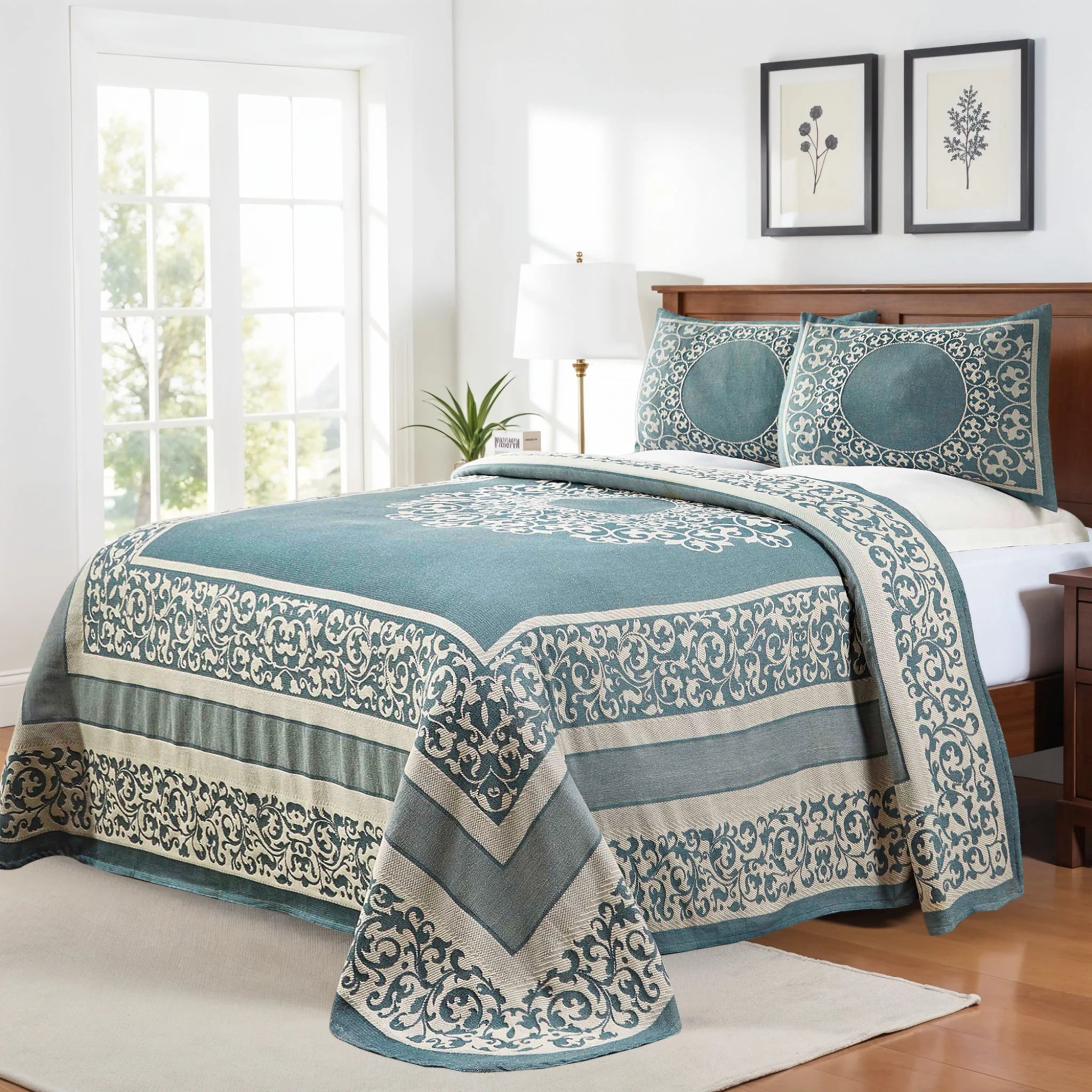 Boho Mandala Cotton Blend Woven Jacquard Bedspread Set