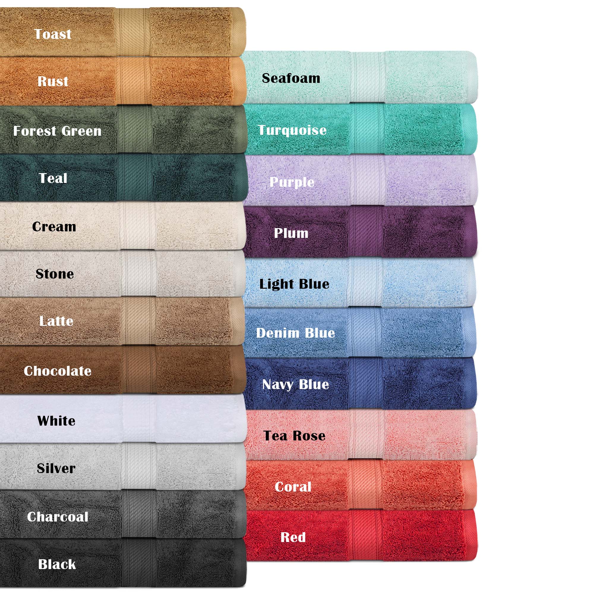 Egyptian Cotton Pile Plush Heavyweight Luxury Soft 8-Piece Towel Set - Blue Nile Mills