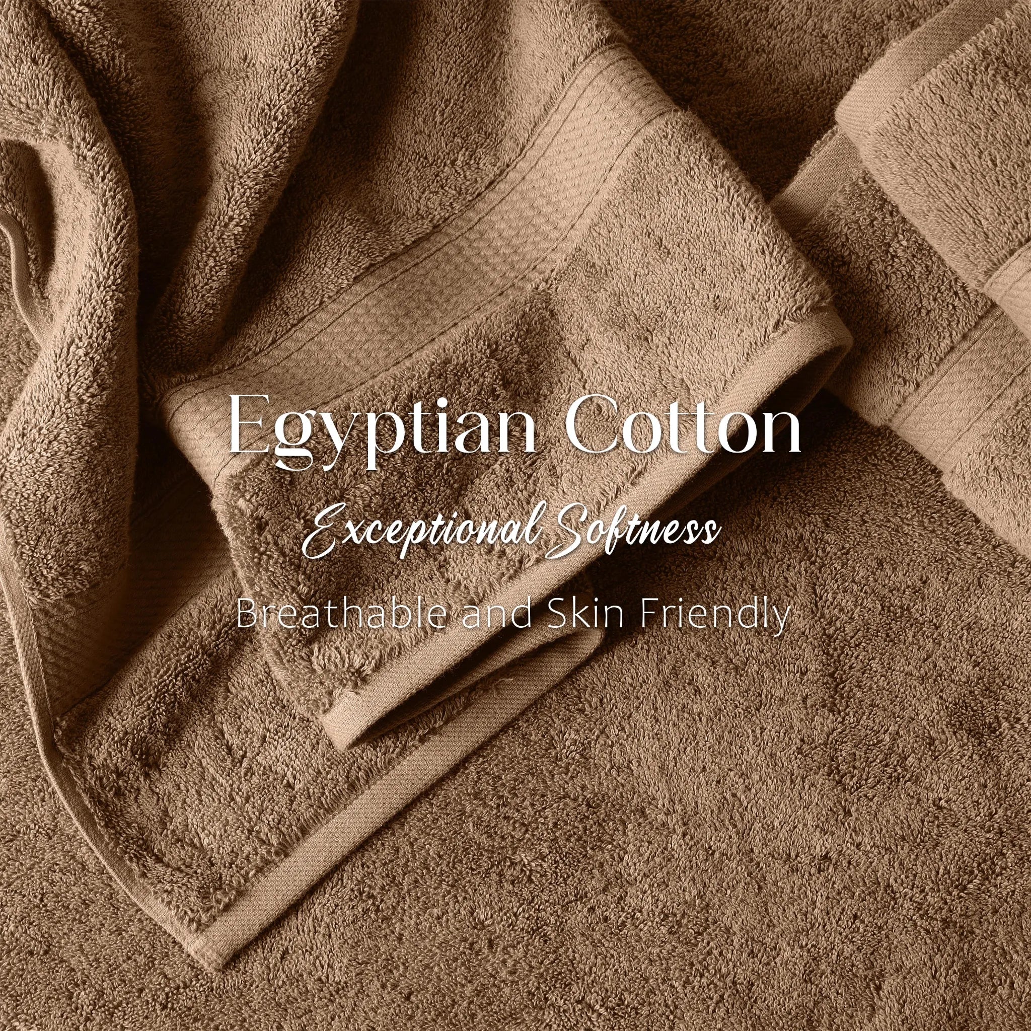 Egyptian Cotton Pile Plush Heavyweight Soft 4 Piece Bath Towel Set