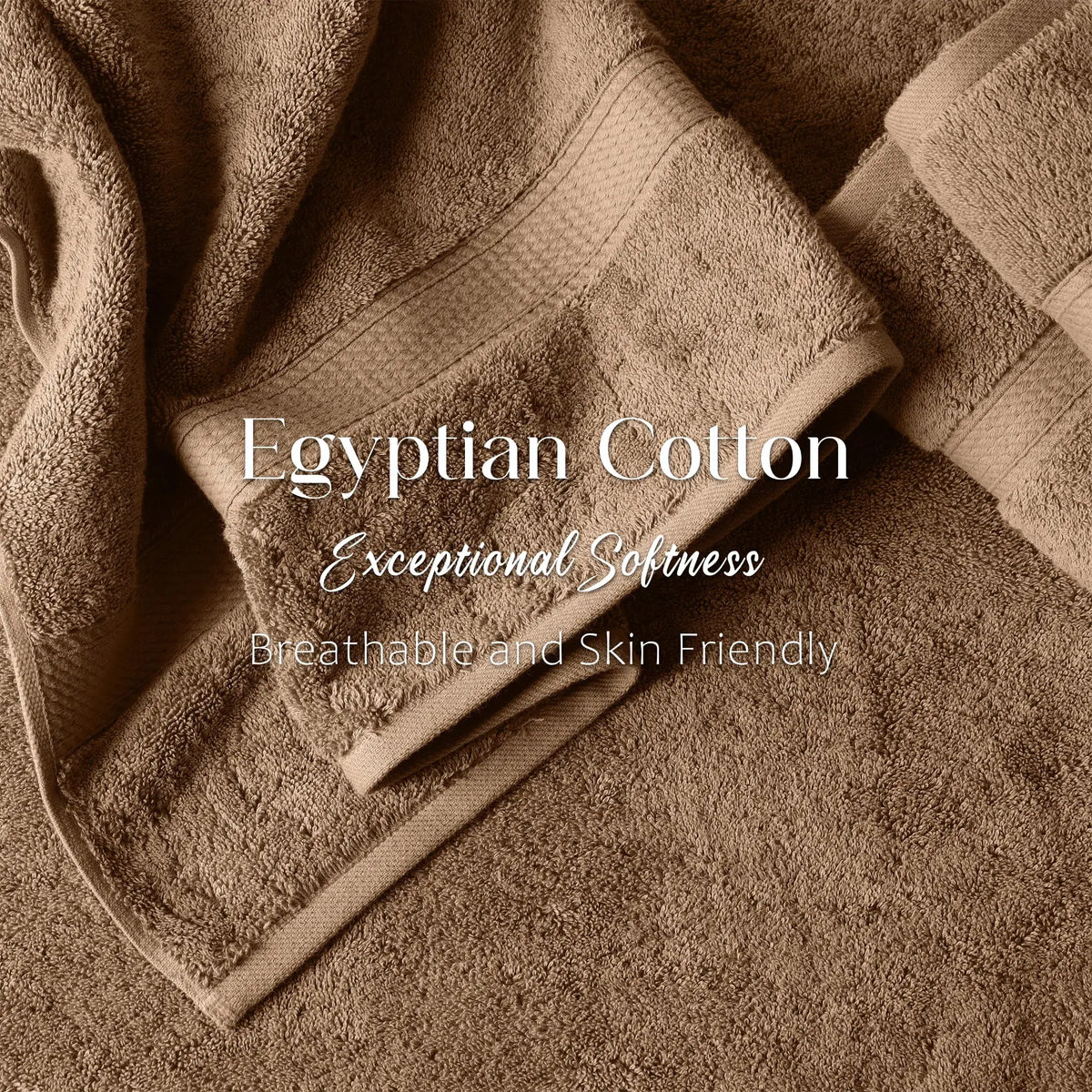 Egyptian Cotton Pile Plush Heavyweight Soft 4 Piece Bath Towel Set