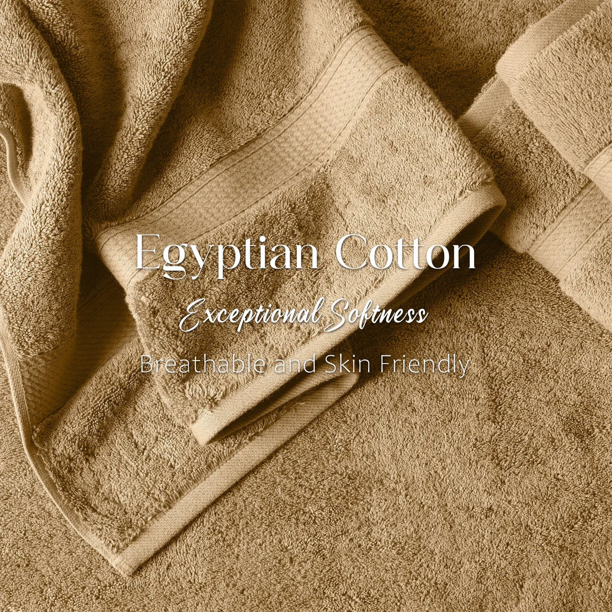 Egyptian Cotton Pile Plush Heavyweight Soft 4 Piece Bath Towel Set