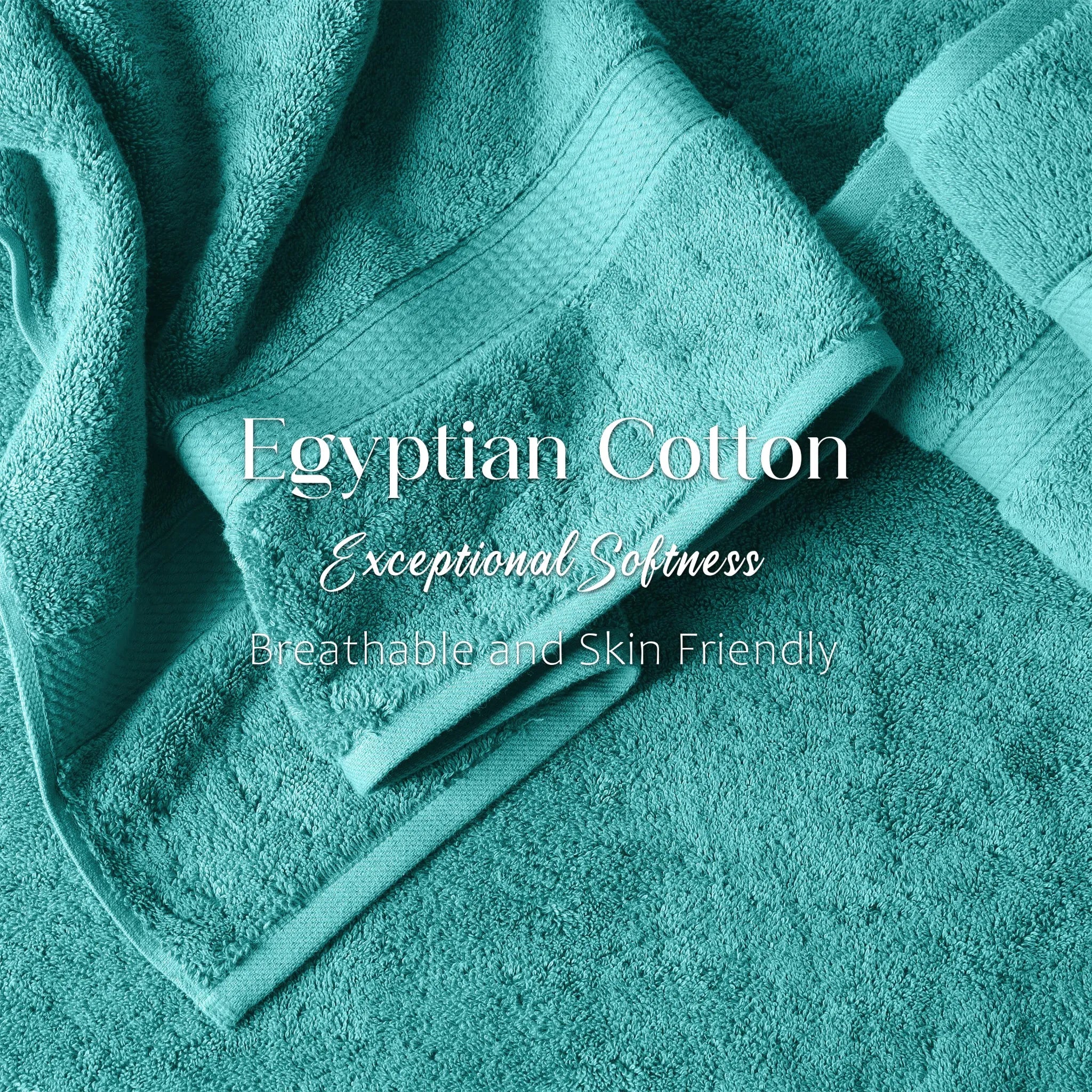 Egyptian Cotton Pile Plush Heavyweight Soft 4 Piece Bath Towel Set