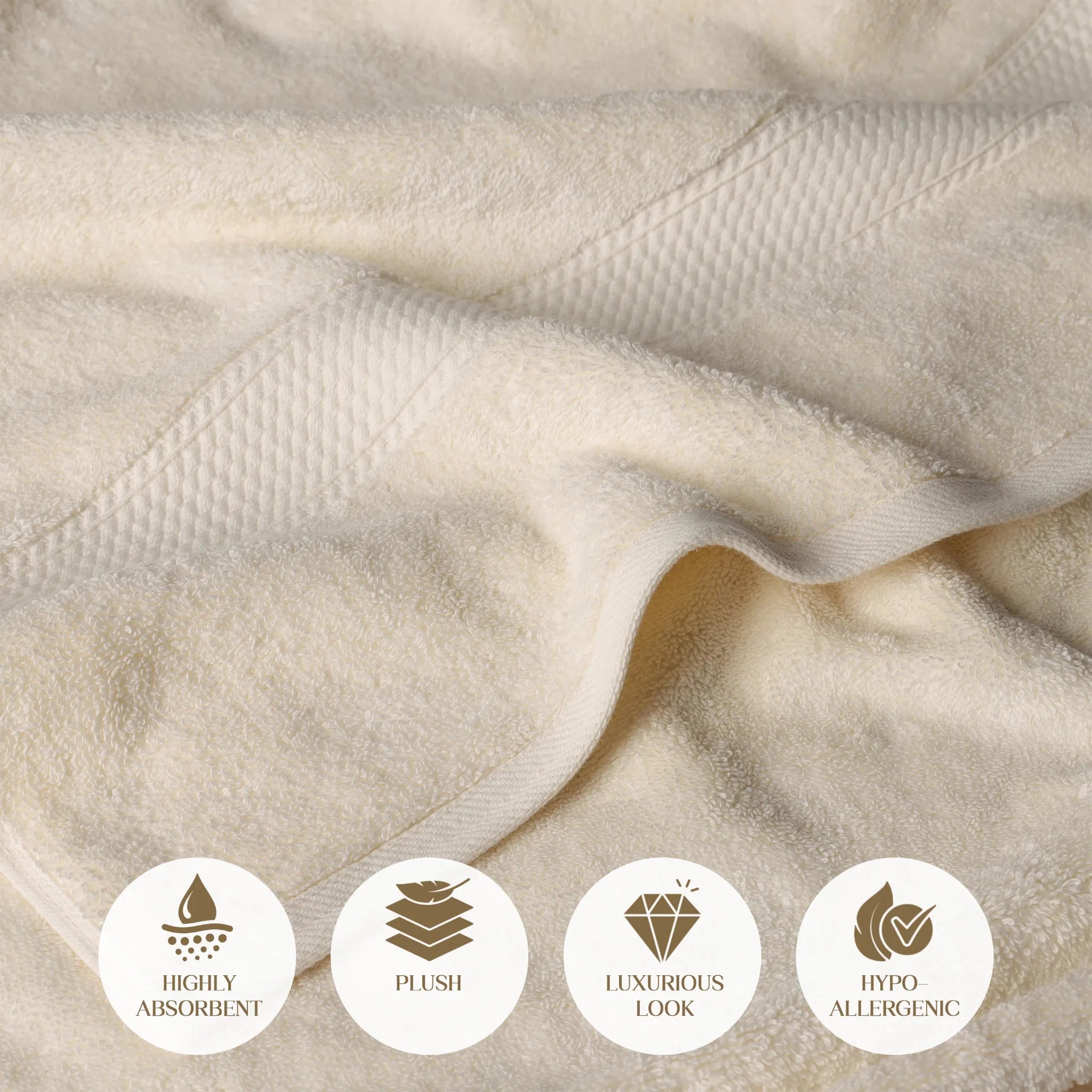 Egyptian Cotton Pile Plush Heavyweight Soft 4 Piece Bath Towel Set