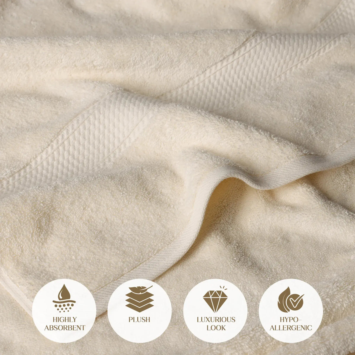 Egyptian Cotton Pile Plush Heavyweight Soft 4 Piece Bath Towel Set
